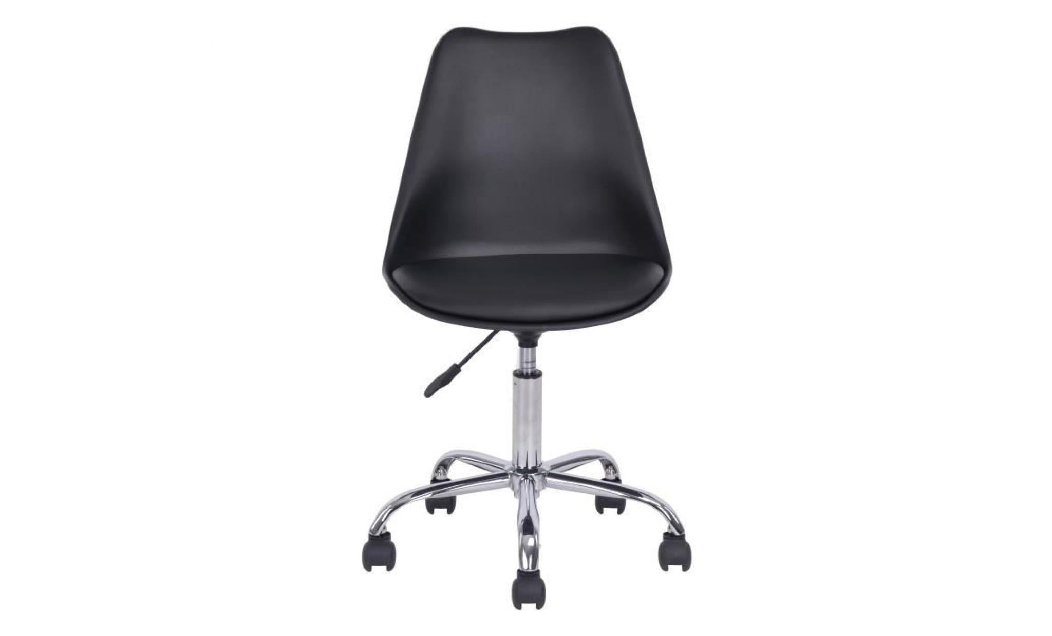 blokhus chaise de bureau   simili noir   style contemporain   l 52,5 x p 52,5 cm