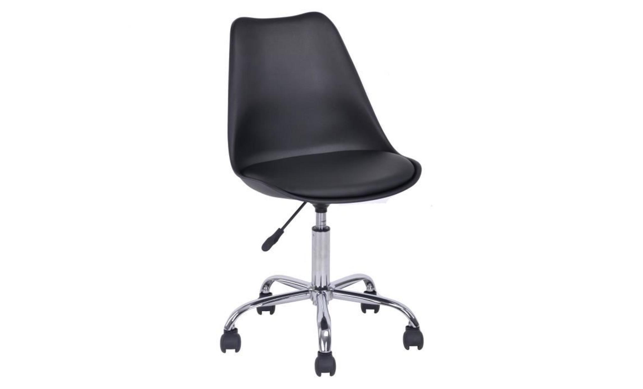 blokhus chaise de bureau   simili noir   style contemporain   l 52,5 x p 52,5 cm pas cher