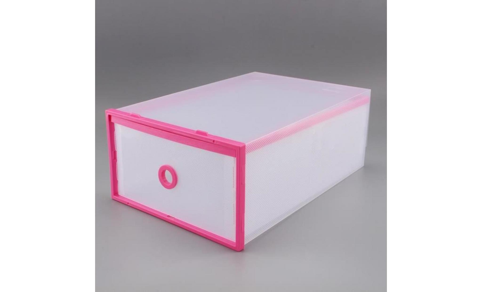 boîte à chaussures en plastique transparent empilable boîte tirant de rangement à double couches pour maison/bureau(rose)   rac