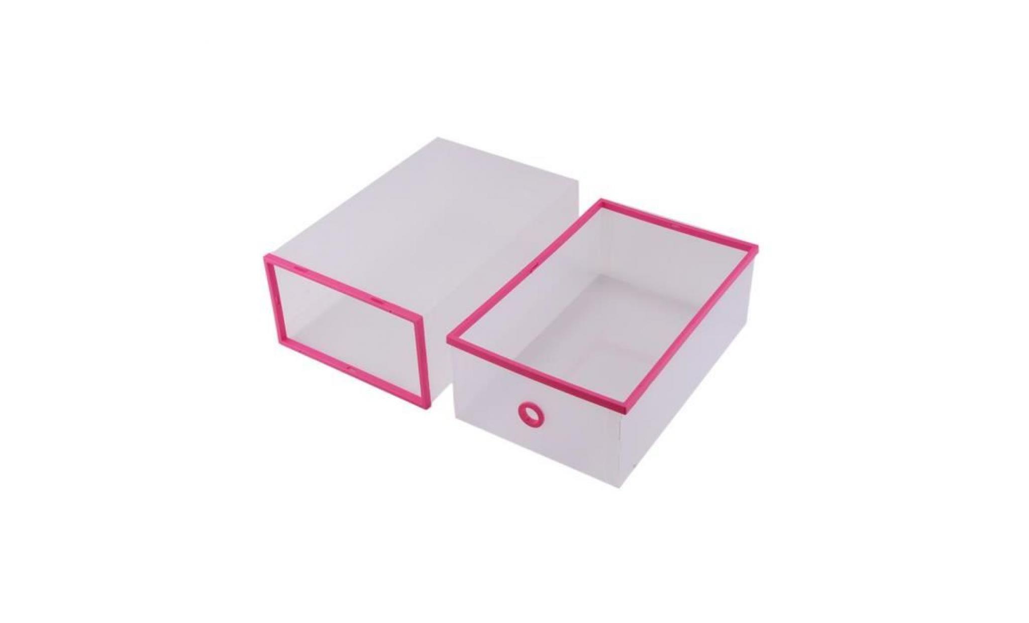 boîte à chaussures en plastique transparent empilable boîte tirant de rangement à double couches pour maison/bureau(rose)   rac pas cher