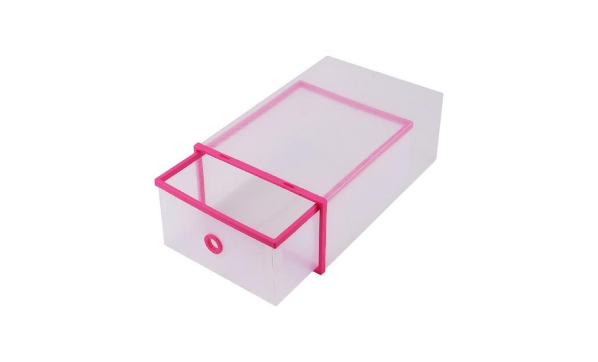 boîte à chaussures en plastique transparent empilable boîte tirant de rangement à double couches pour maison/bureau(rose)   rac pas cher