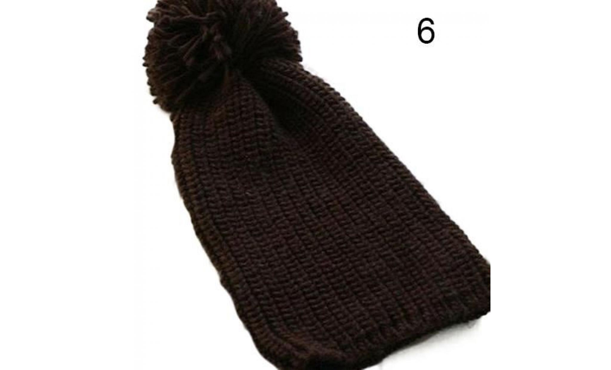 bonnet hiver en tricot chaud pour femme bonnet à manchette surdimensionné crochet ski bobble hat coffee