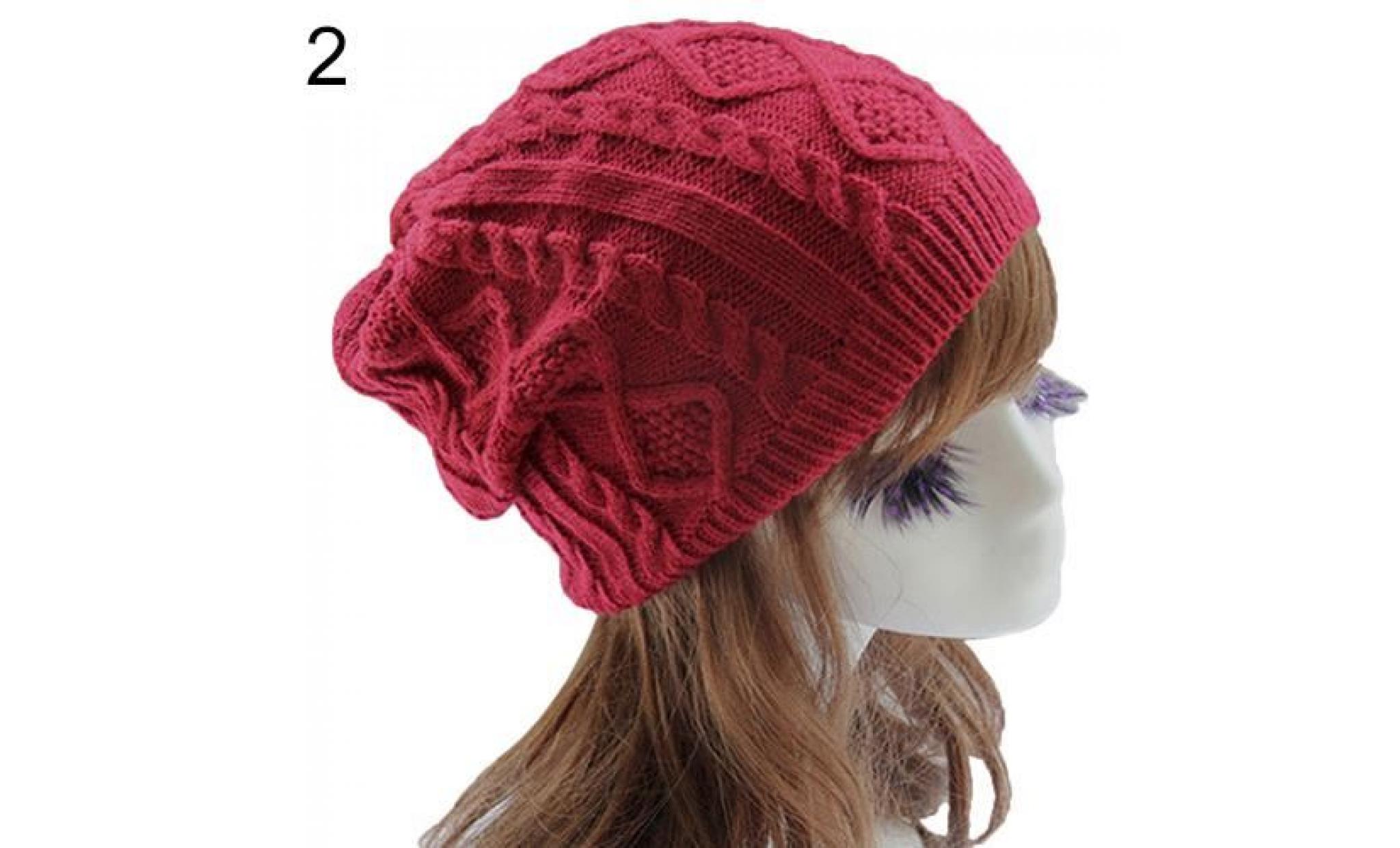 bonnet tricoté au chaud pour femmes au crochet tricoté hiver pour femmes, rouge