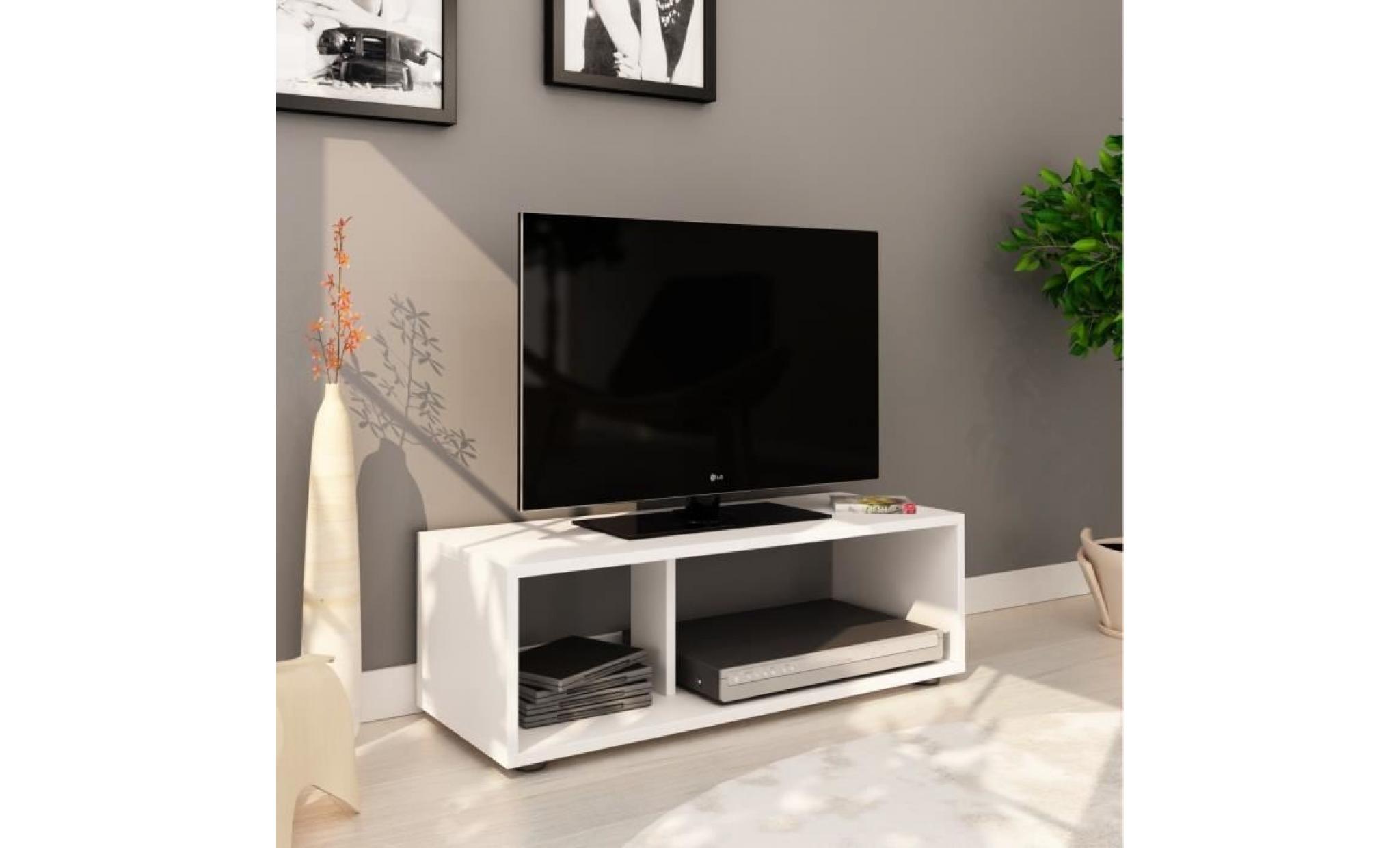 boom meuble tv contemporain blanc mat   l 80 cm