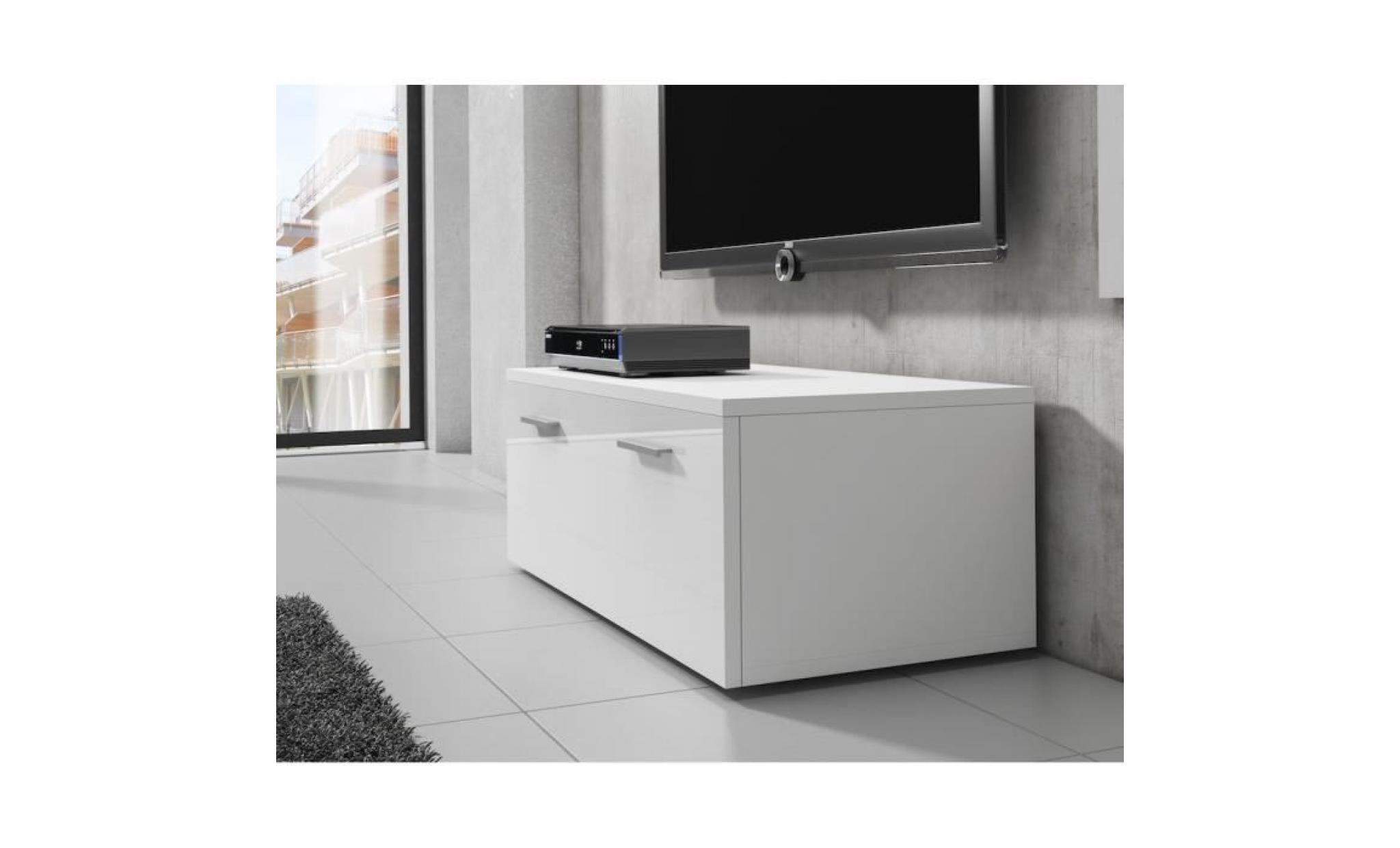 boston meuble tv contemporain décor blanc    100 cm pas cher