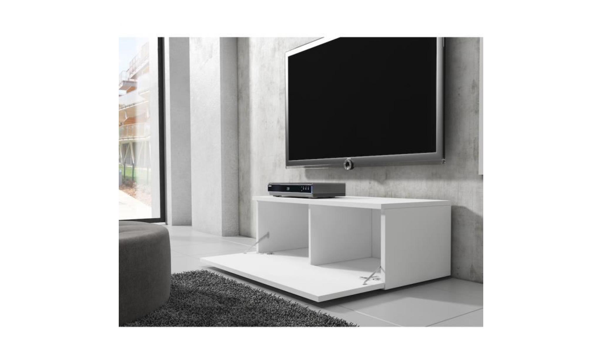 boston meuble tv contemporain décor blanc    100 cm pas cher
