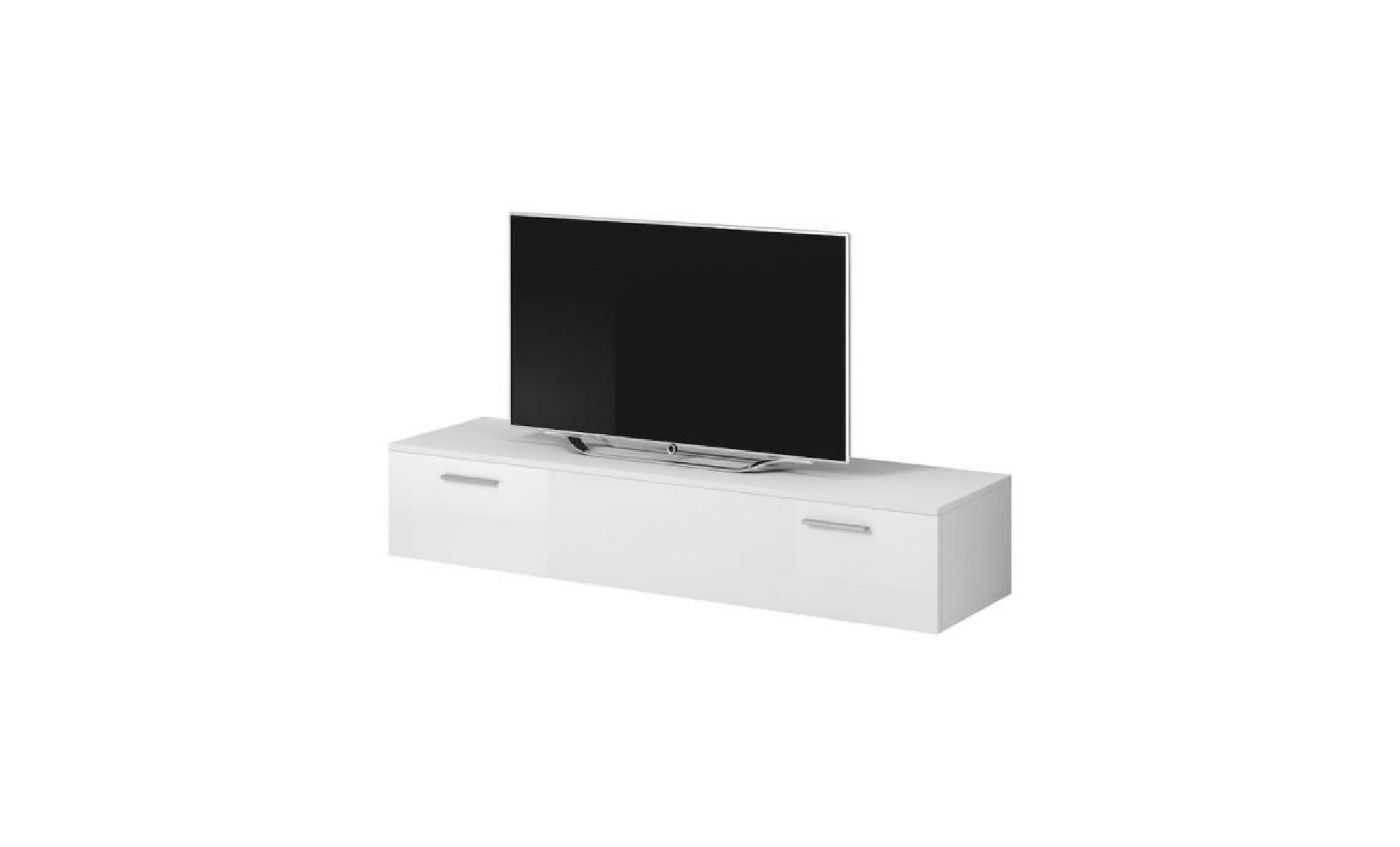 boston meuble tv contemporain décor blanc    150 cm pas cher