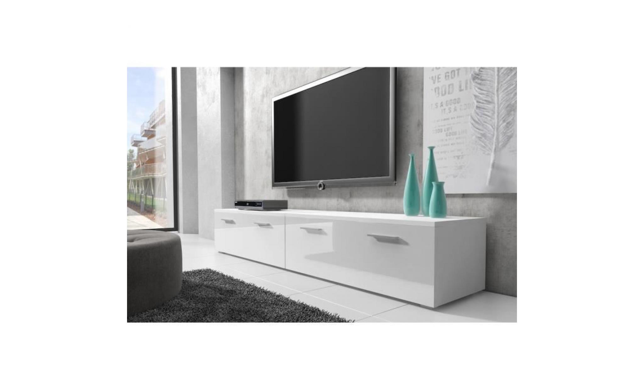 boston meuble tv contemporain décor blanc et blanc   200 cm