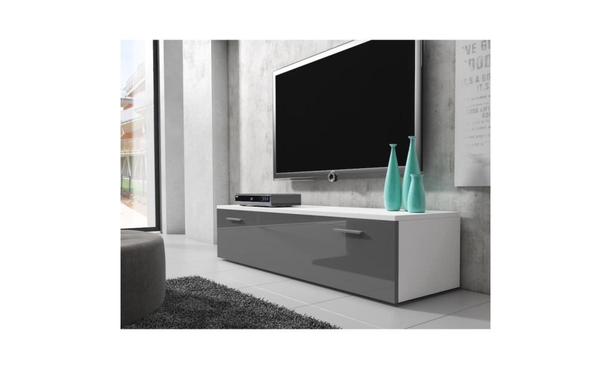 boston meuble tv contemporain décor blanc et gris    300 cm