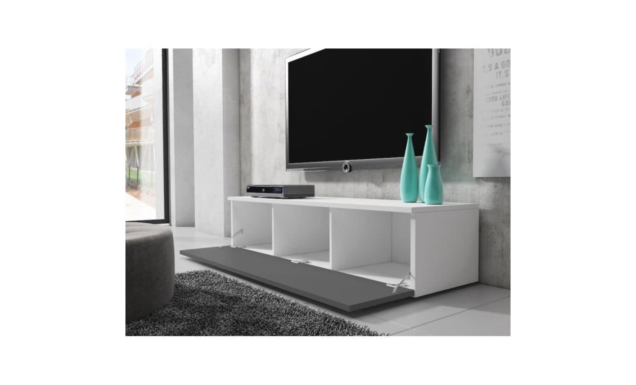boston meuble tv contemporain décor blanc et gris    300 cm pas cher