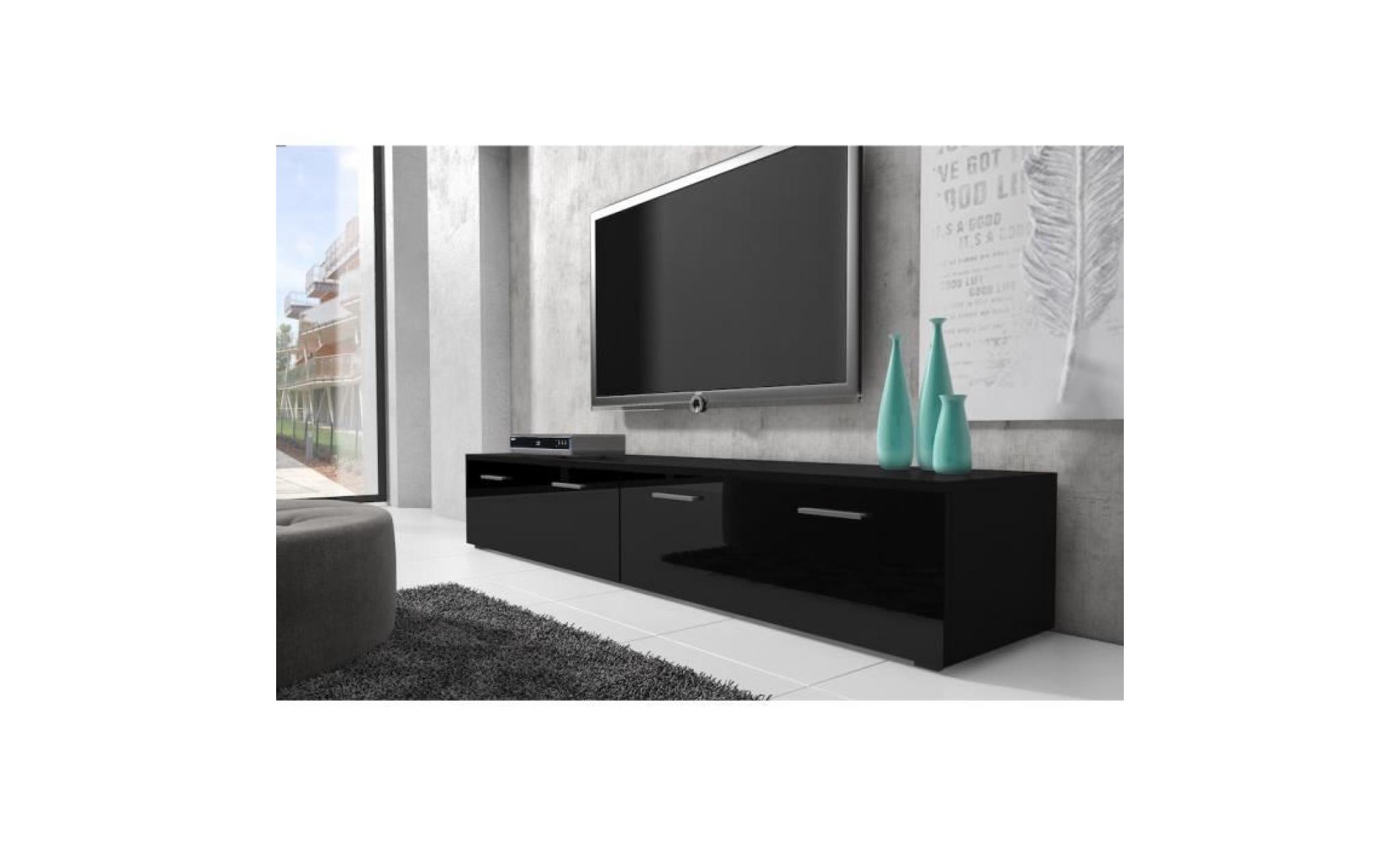 boston meuble tv contemporain décor noir    200 cm