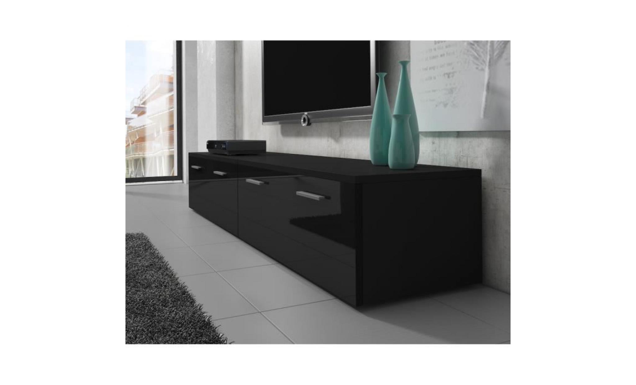 boston meuble tv contemporain décor noir    200 cm pas cher