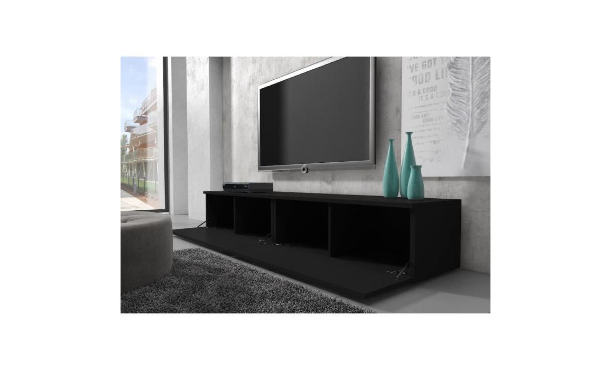 boston meuble tv contemporain décor noir    200 cm pas cher