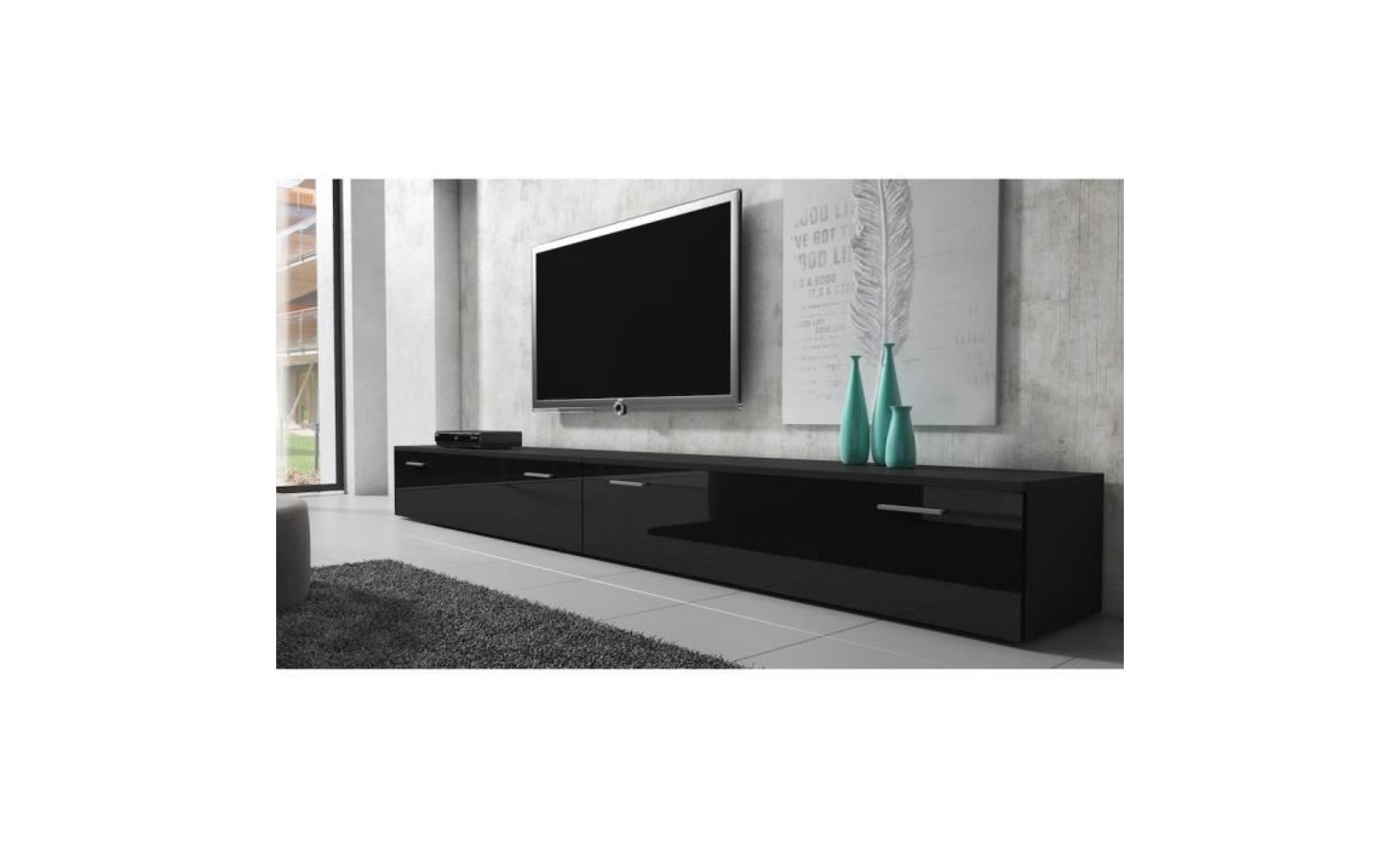 boston meuble tv contemporain décor noir    300 cm