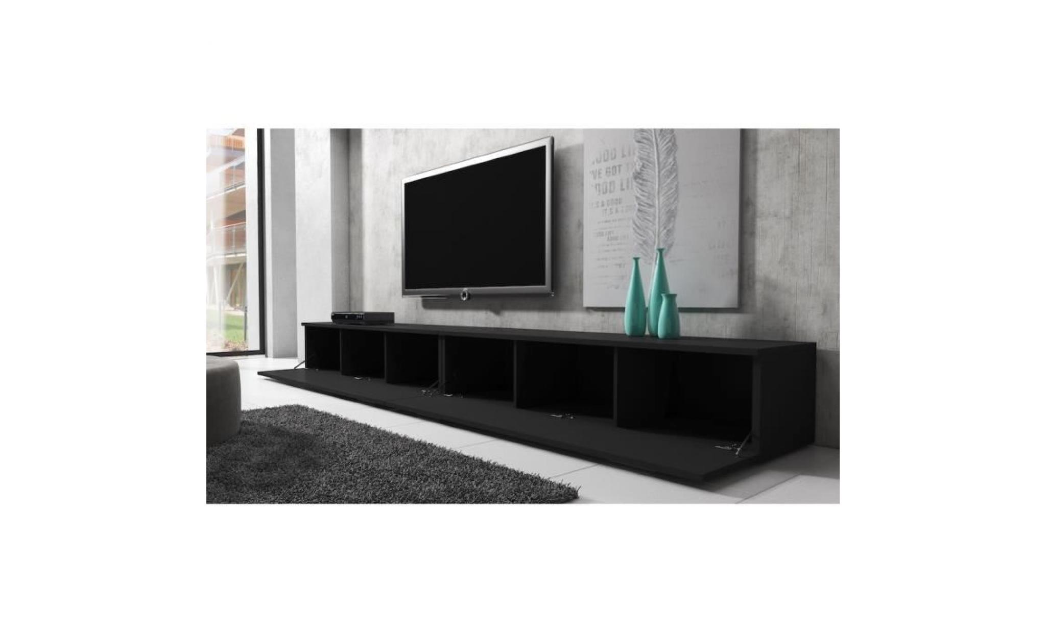 boston meuble tv contemporain décor noir    300 cm pas cher