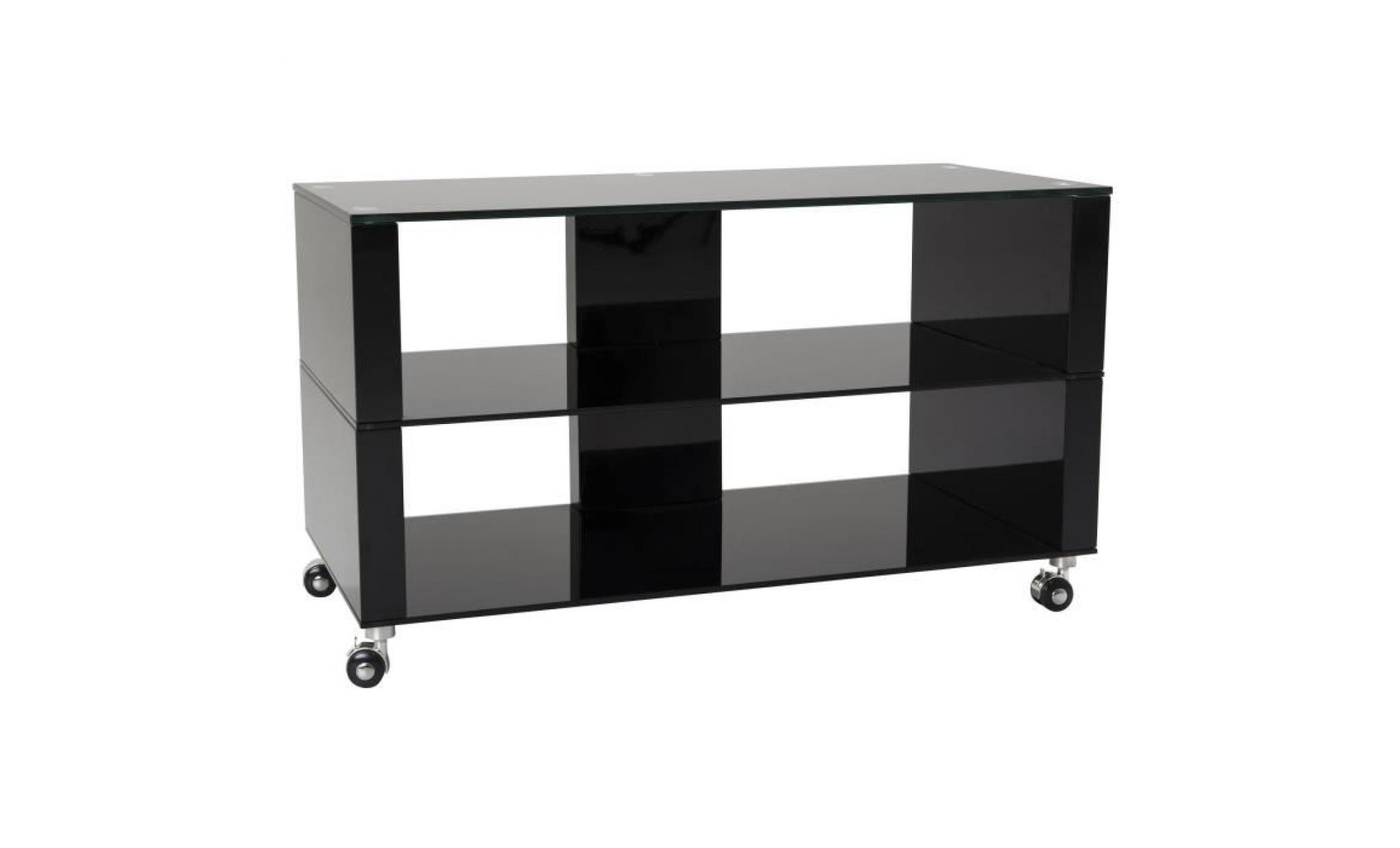 boston meuble tv contemporain en verre noir   l 90 cm