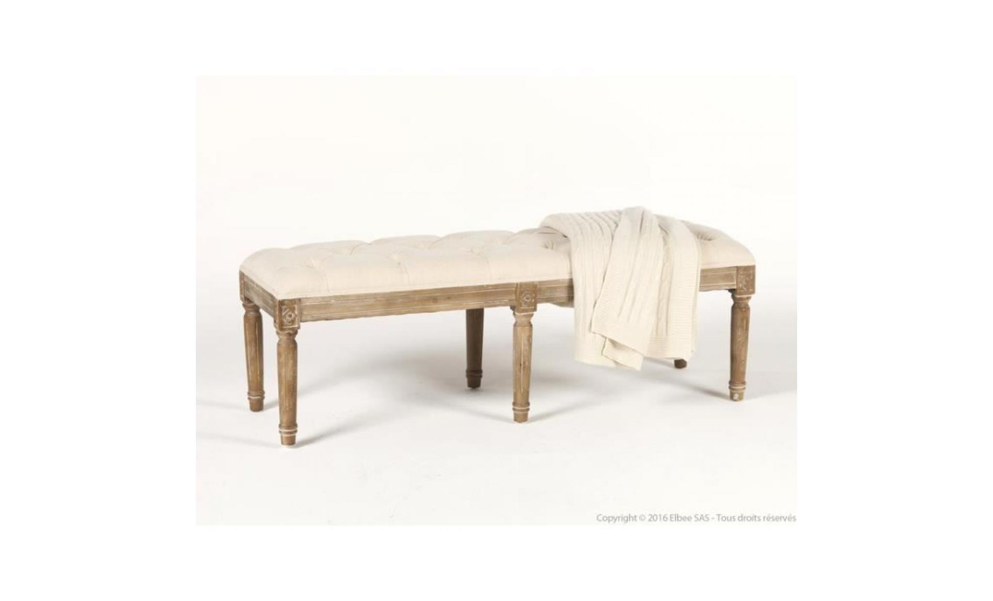 bout de lit en bois et coton longueur 120 cm clarence beige