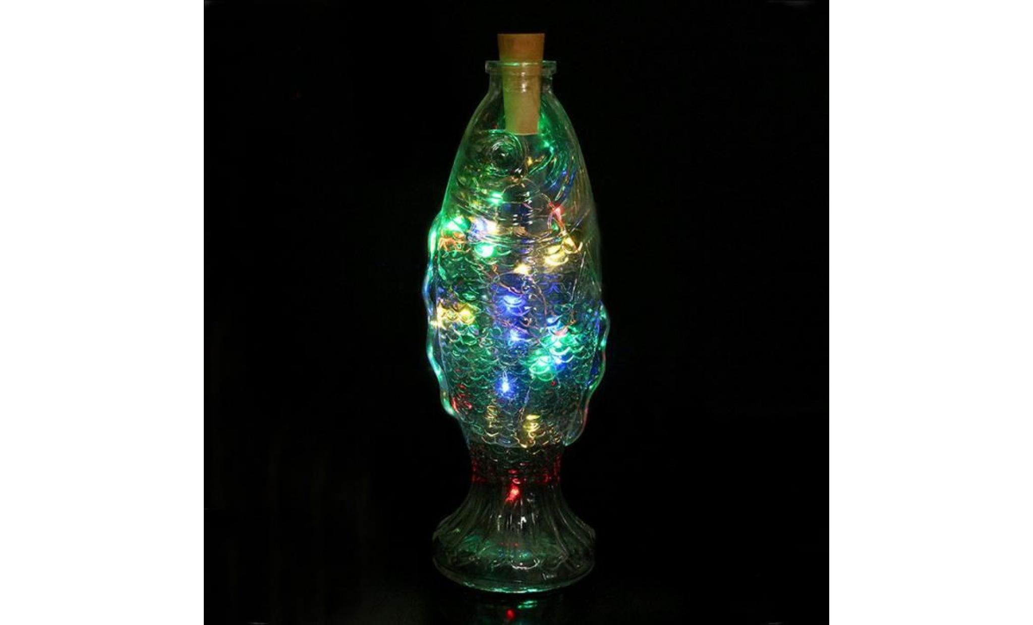 bouteille de vin solaire en liège en forme de chaîne lumière 8 led lampe de nuit fée colore