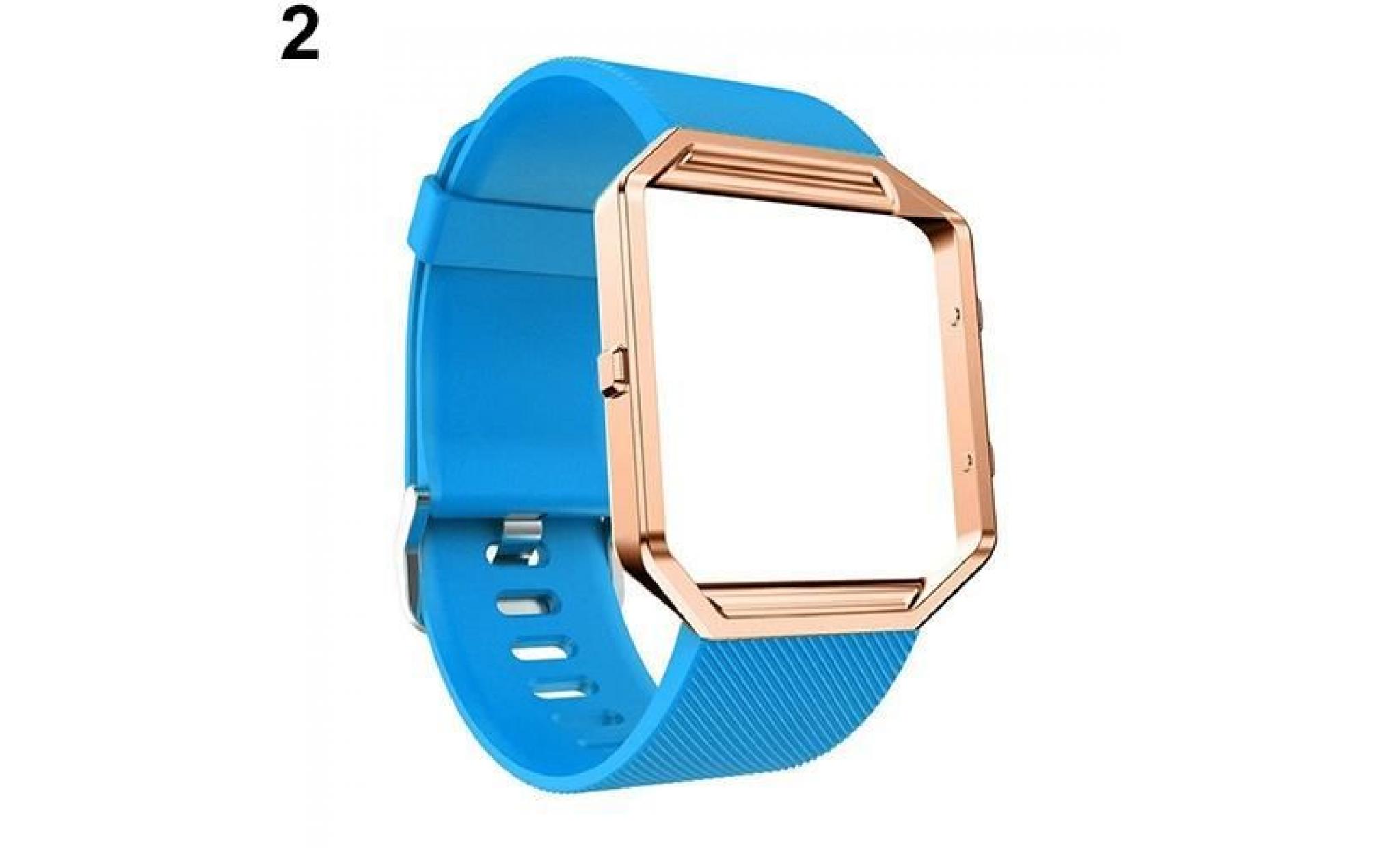 bracelet de montre en silicone souple remplacez la courroie sport par un cadre en or rose pour fitbit blaze noir