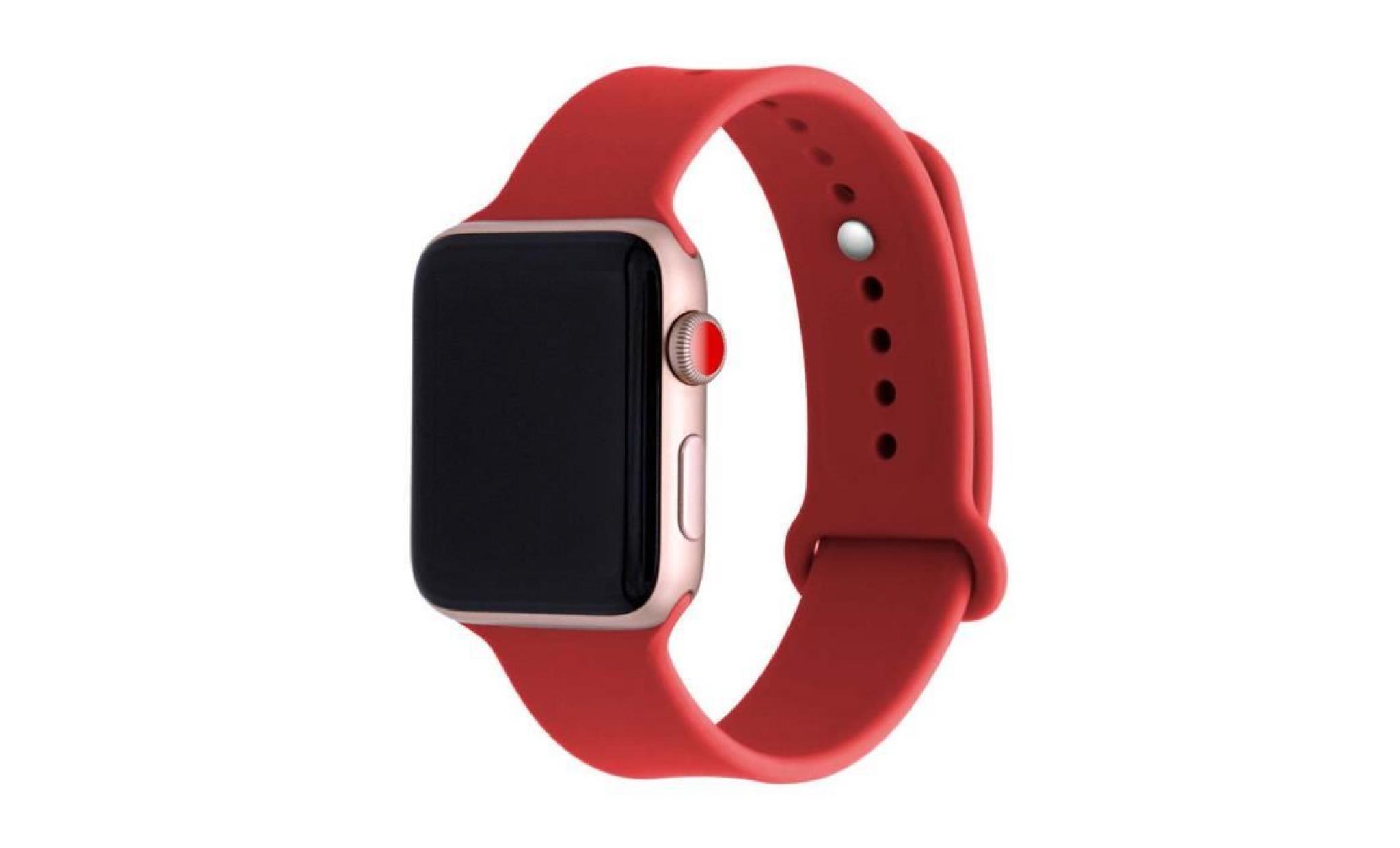 bracelet de sport en silicone de remplacement de couleur unie pour rose chaud 42mm pour apple watch série 1 2 3 4