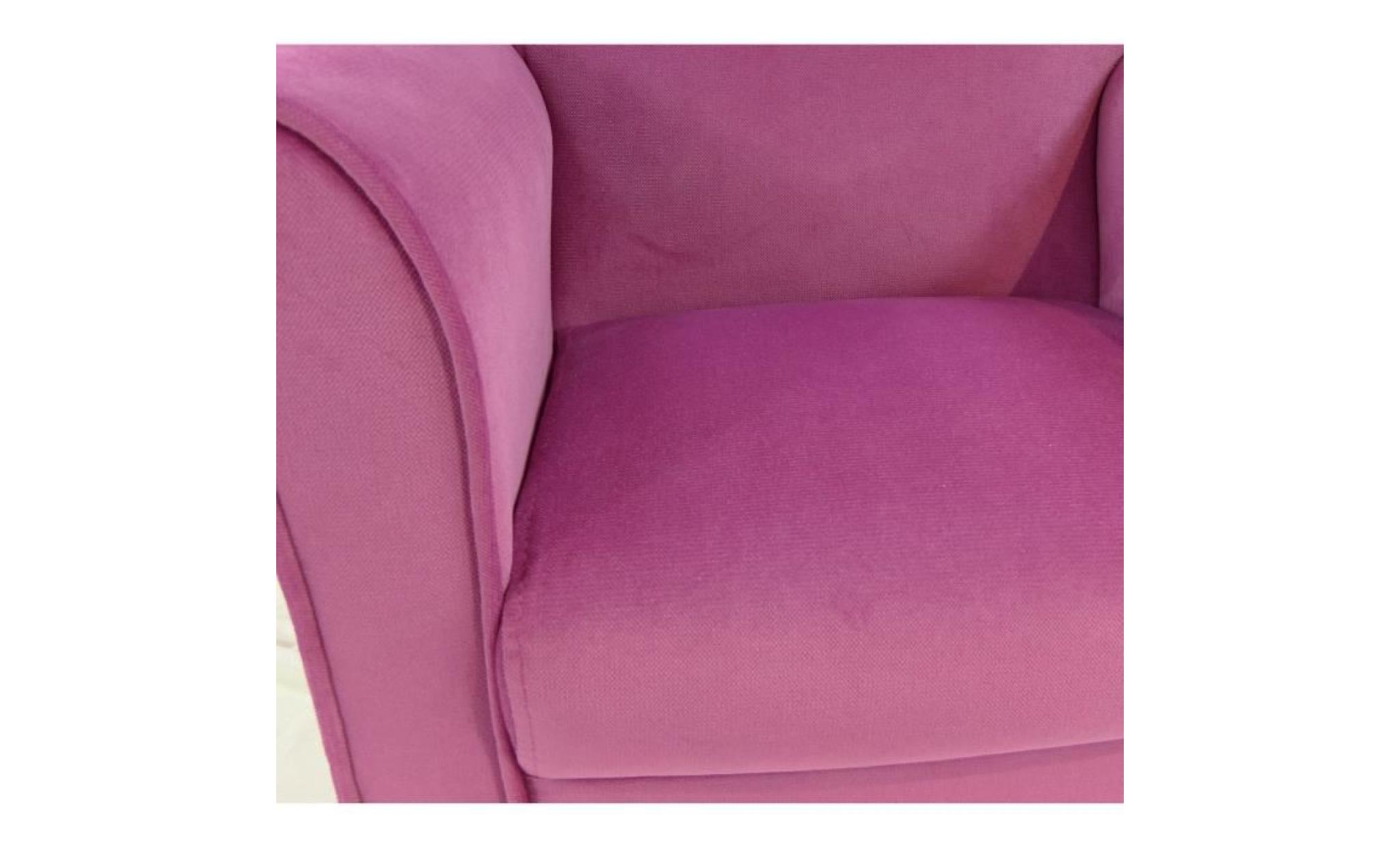 breed fauteuil club enfant en bois pin massif   tissu velours rose   scandinave   l 50 x p 39 cm pas cher