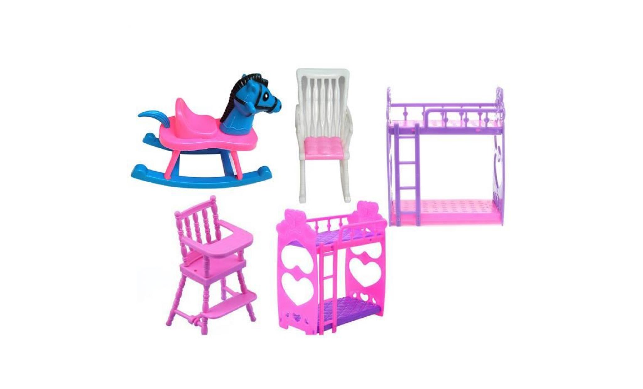 bricolage enfants fille jouer maison poupée lit superposé bébé chaise dollhouse accessoires jouet cadeau