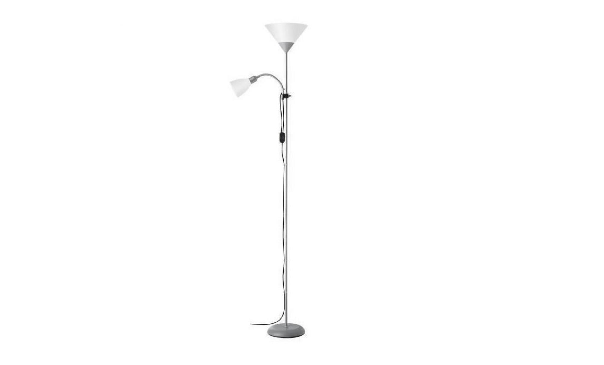 brilliant lampadaire avec liseuse spari 4 hauteur 180 cm e27 60w noir et blanc