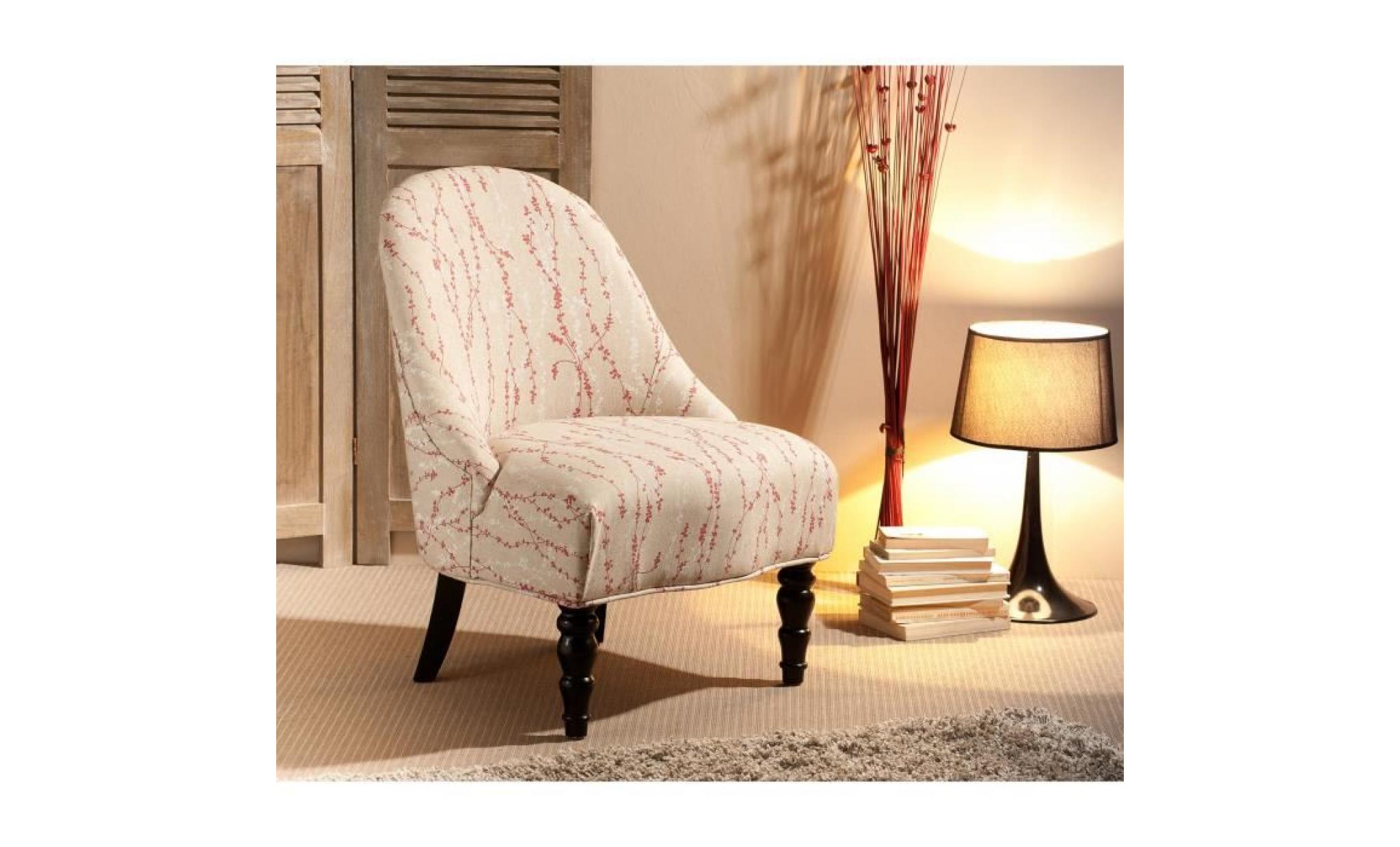 british fauteuil   tissu fleuri   style contemporain   l 54 x p 62 cm pas cher