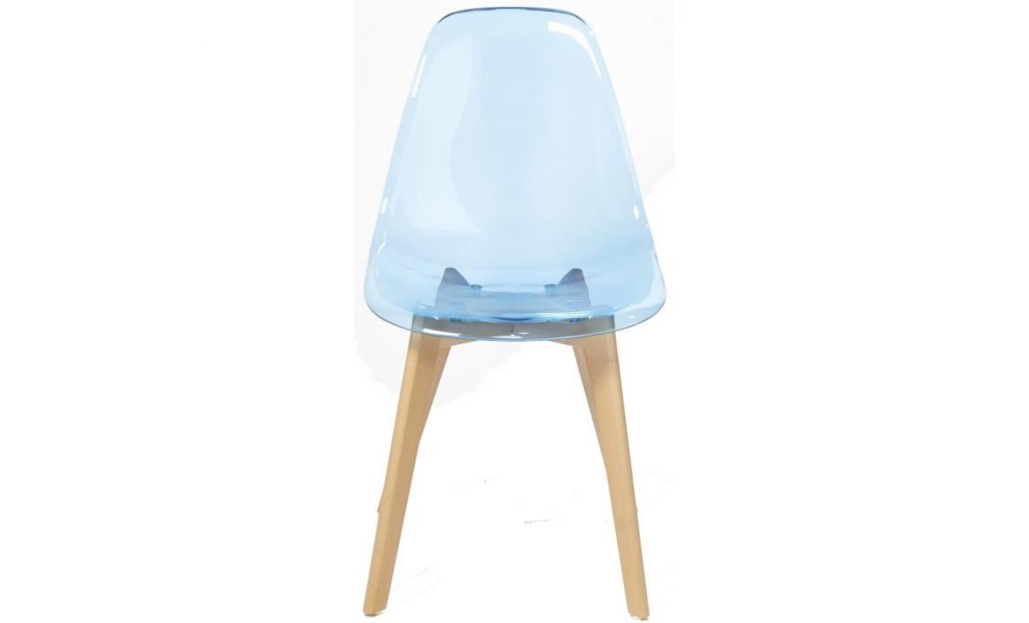 brooklin lot de 4 chaises de salle à manger bleu   pieds en bois hêtre massif   scandinave   l 46,5 x p 53 cm pas cher