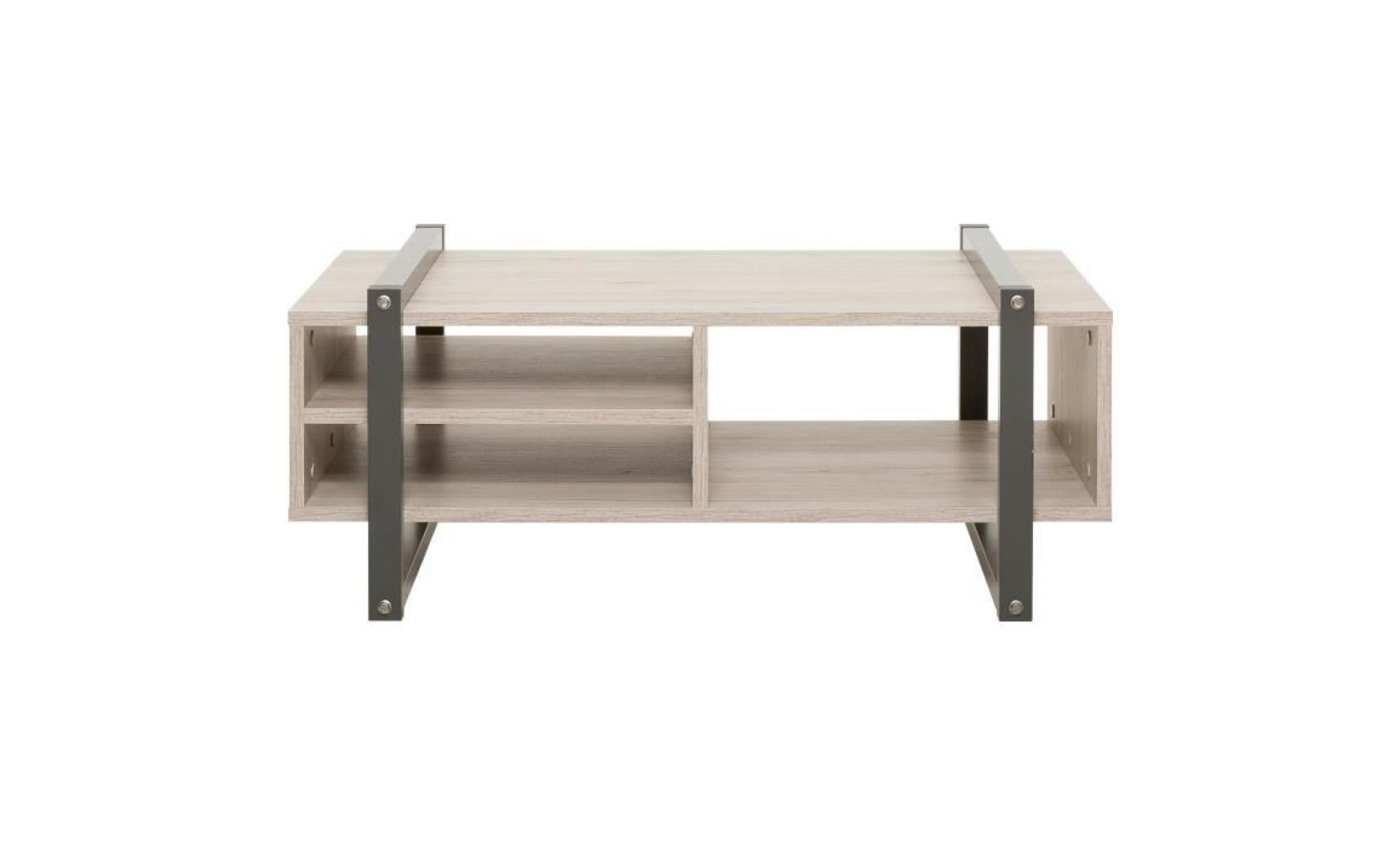 brooklyn table basse style industriel décor chêne et gris anthracite   l 100 x l 60 cm