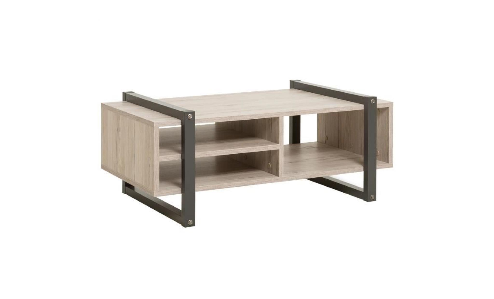 brooklyn table basse style industriel décor chêne et gris anthracite   l 100 x l 60 cm pas cher