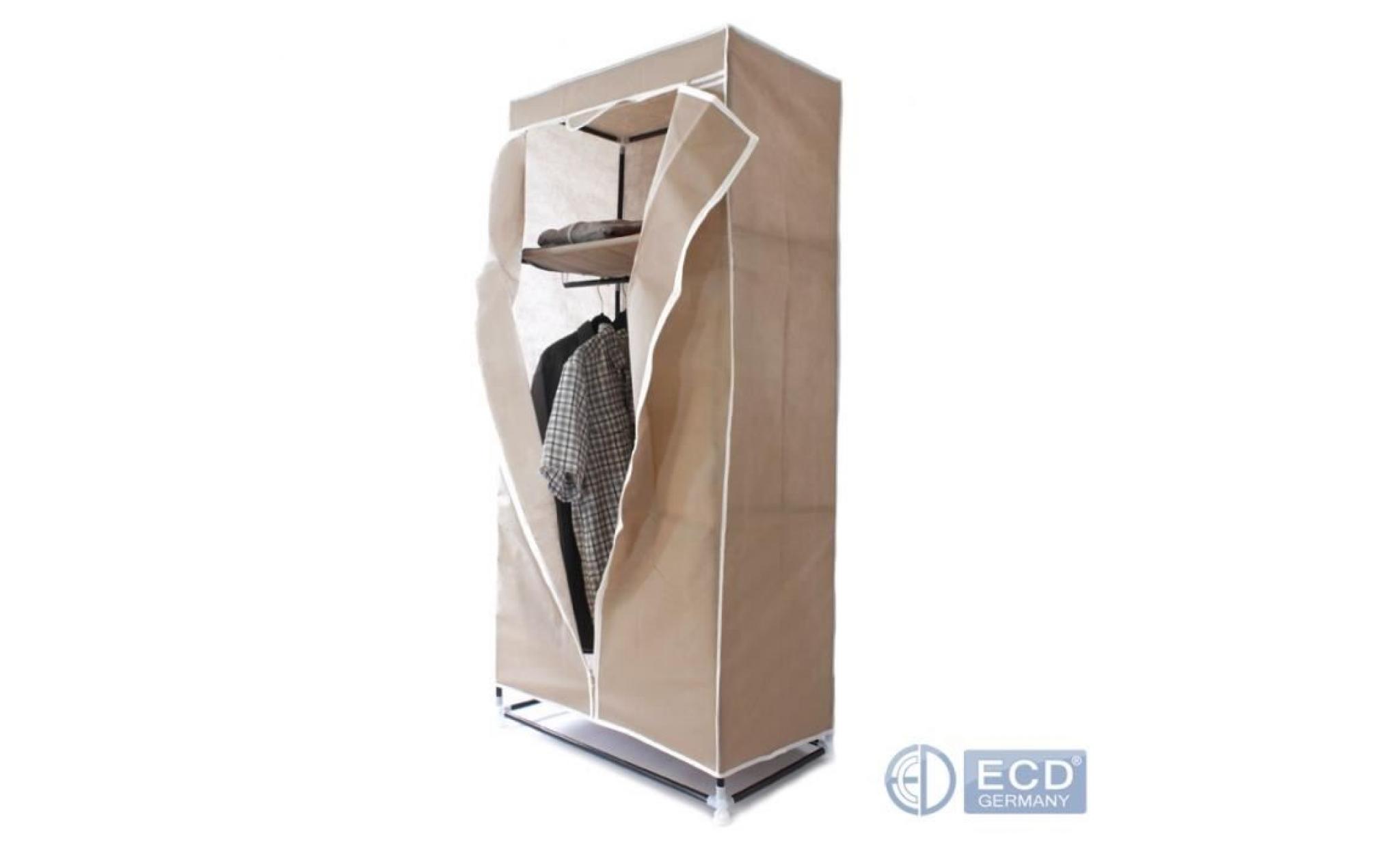ecd germany armoire pliable en tissu 75 x 50 x 160 cm armoire avec fermeture éclair marron