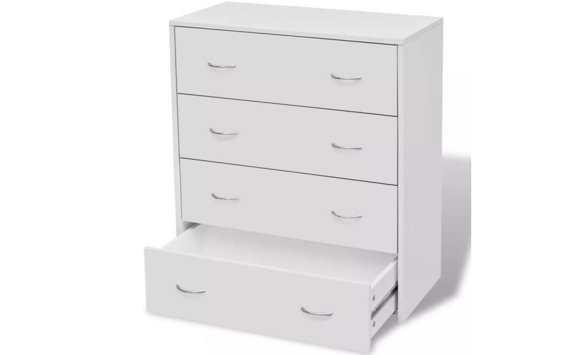 buffet armoire aspect intemporel avec 4 tiroirs 60 x 30,5 x 71 cm blanc pas cher