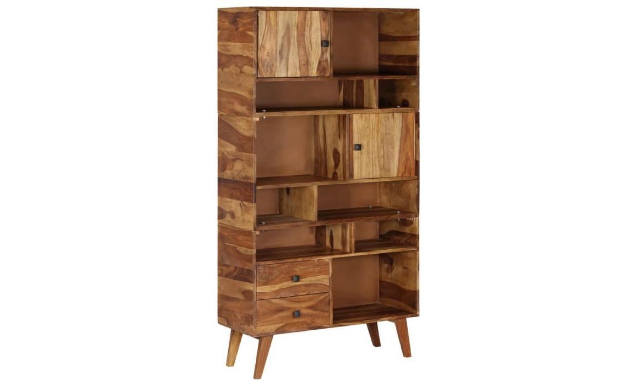 buffet armoire de rangement bois de sesham massif 90 x 35 x 170 cm