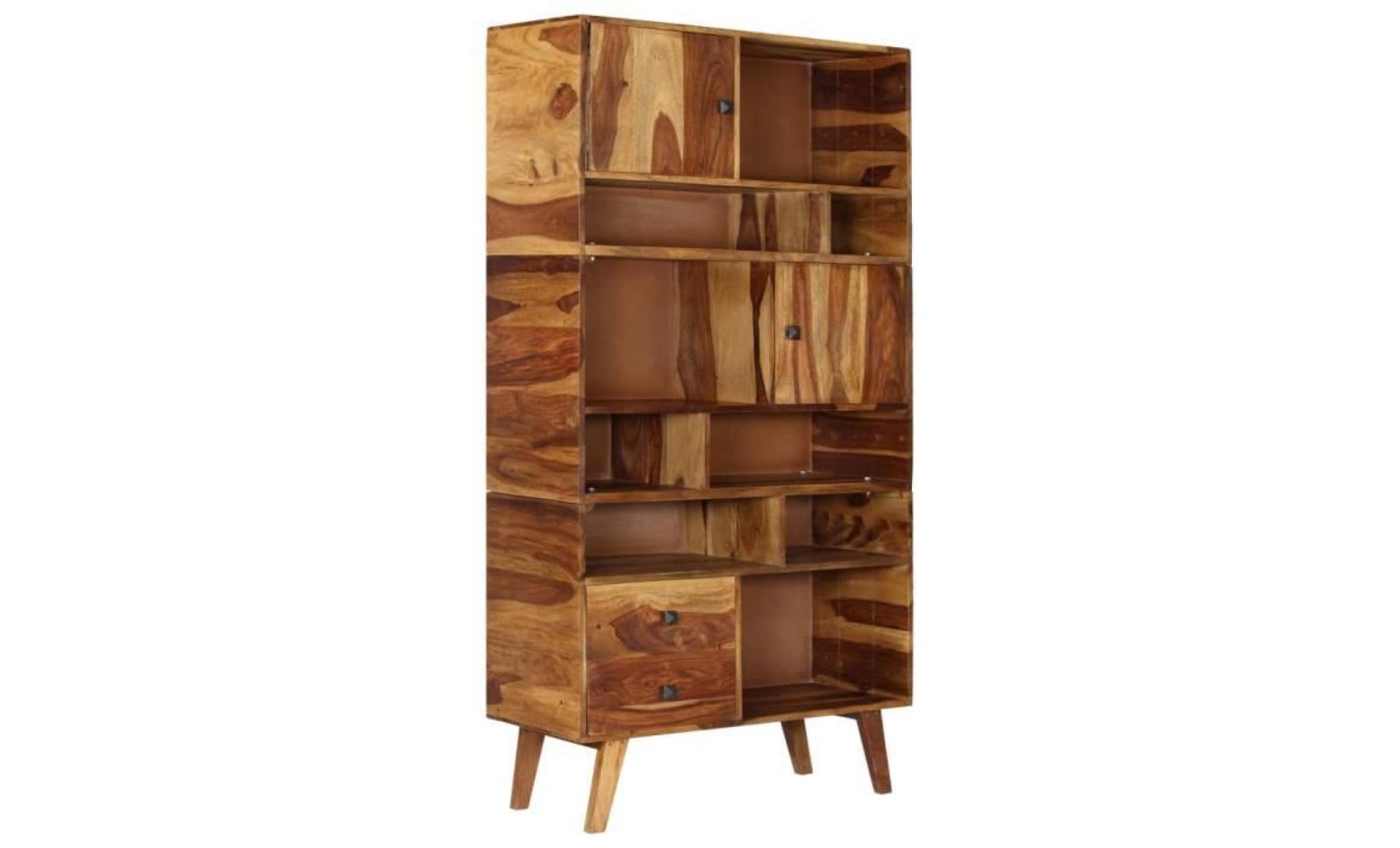buffet armoire de rangement bois de sesham massif 90 x 35 x 170 cm pas cher