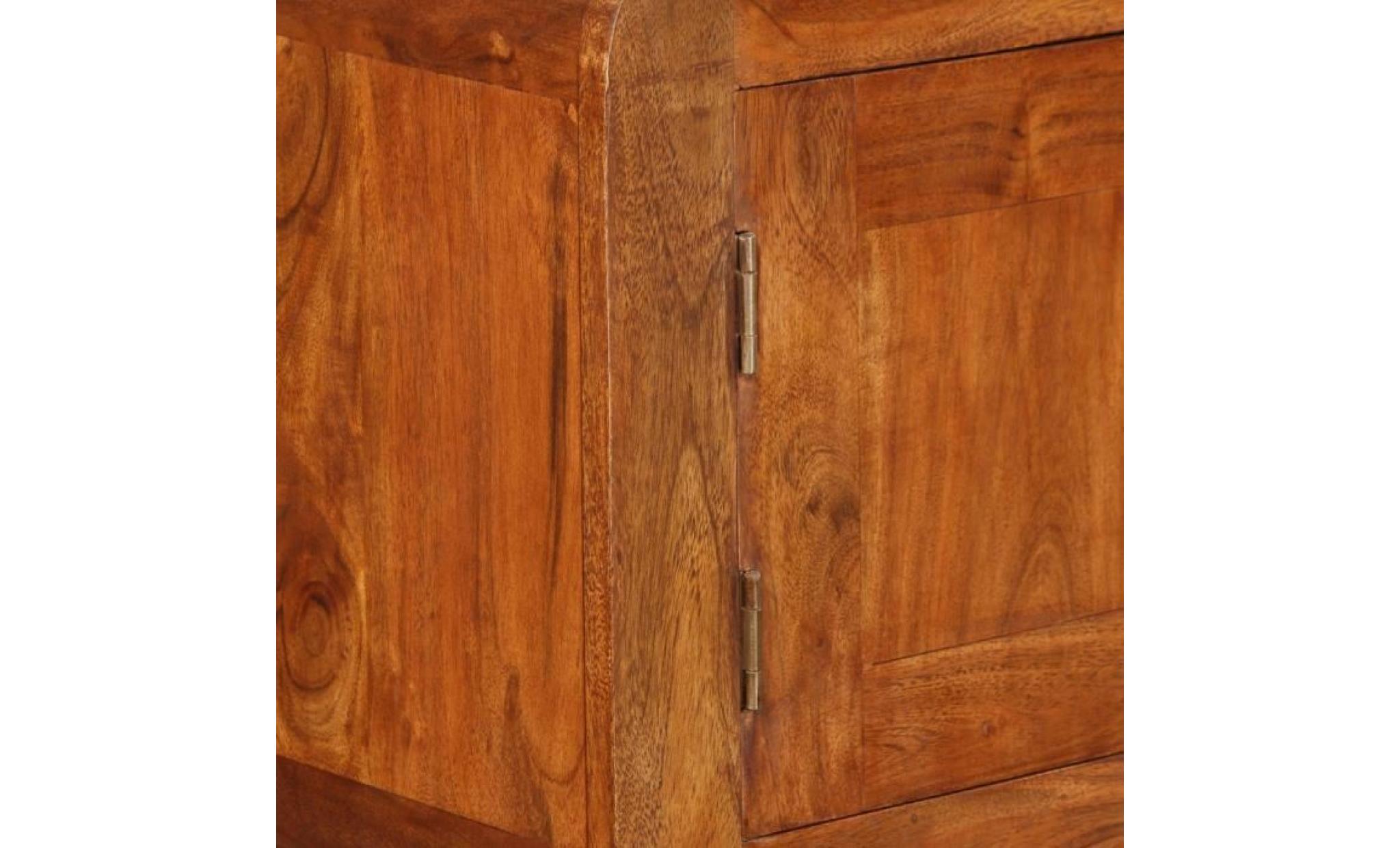 buffet armoire de rangement bois massif avec finition en bois de sesham 120x30x75 cm pas cher