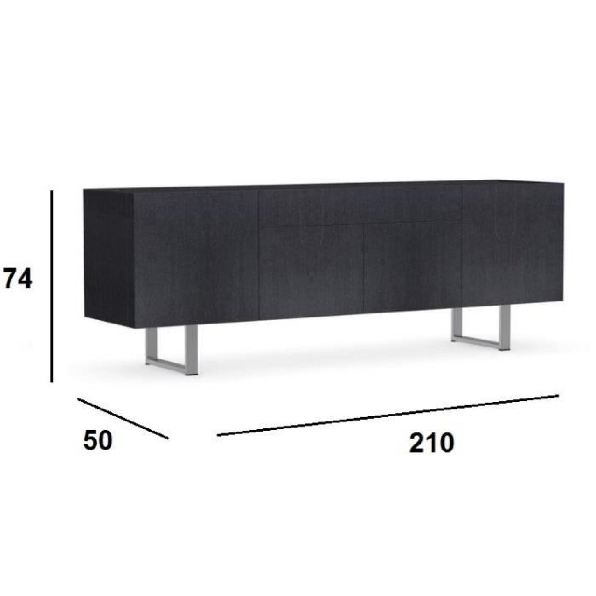 Buffet bas design HORIZON de CALLIGARIS gris graphite plateau verre noir pas cher