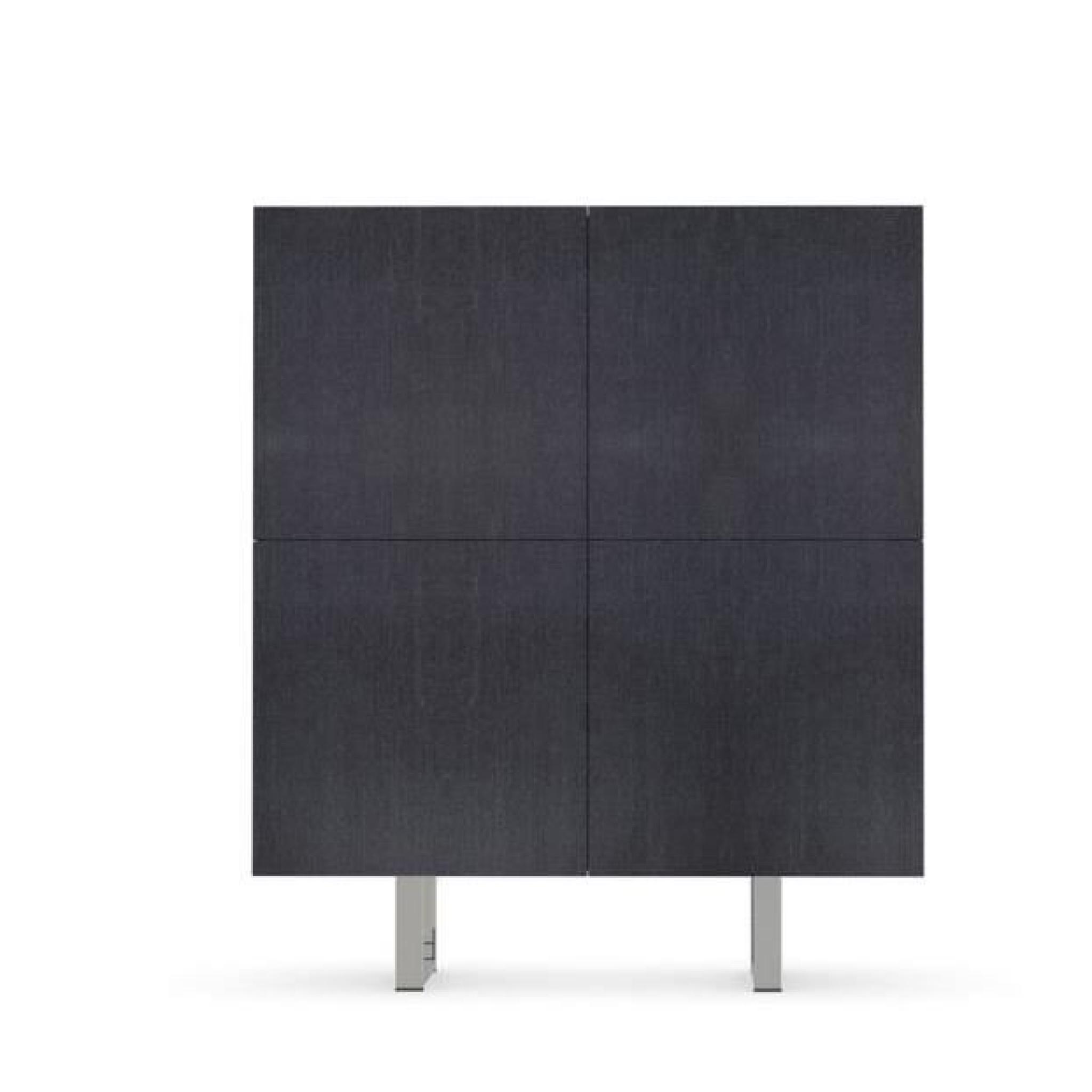 Buffet haut design HORIZON de CALLIGARIS gris graphite dessus verre noir 4 portes pas cher