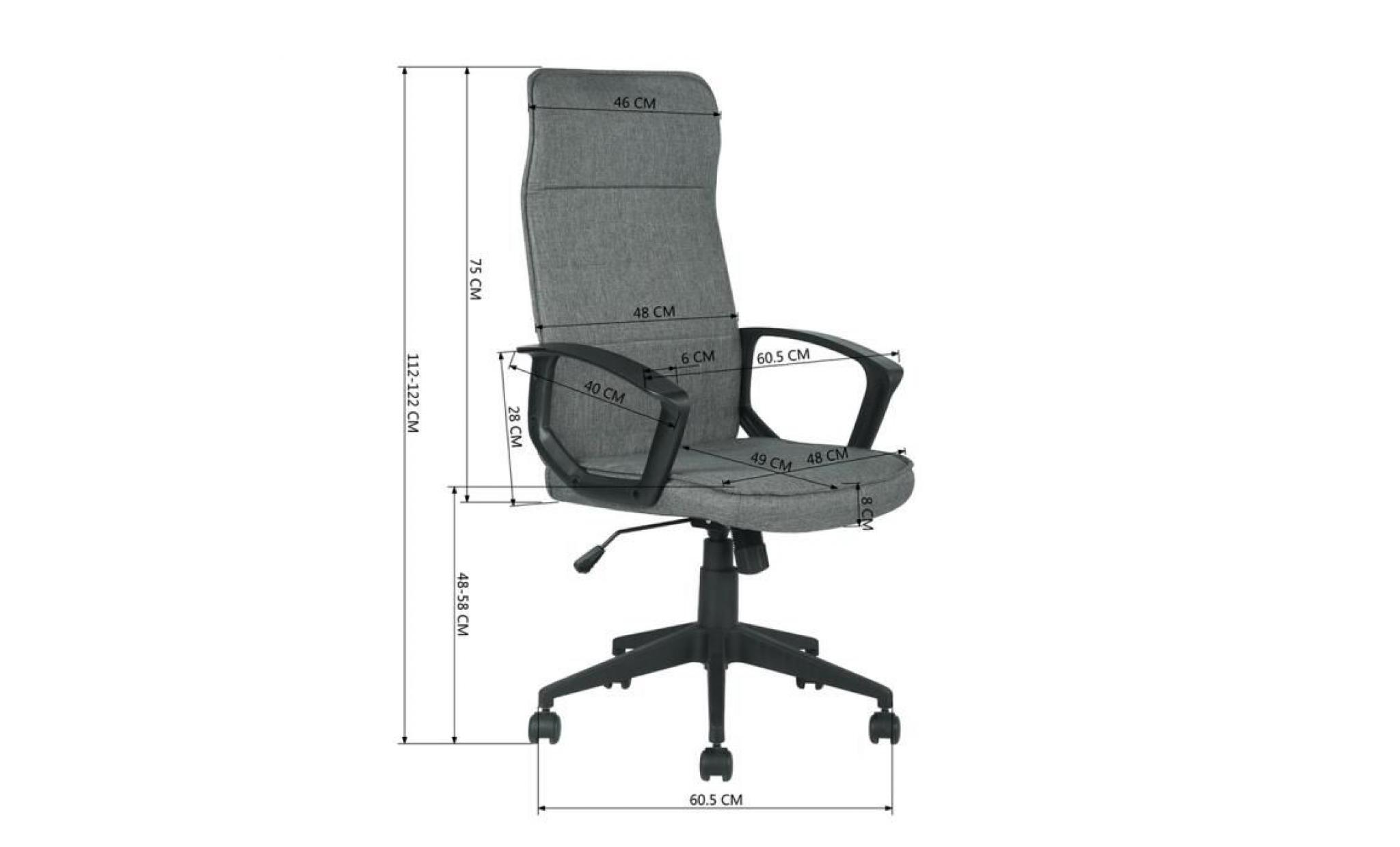 bureau à la maison de chaise d'ordinateur de pivot de chaise de bureau avec des roues et l'accoudoir, tissu gris foncé pas cher