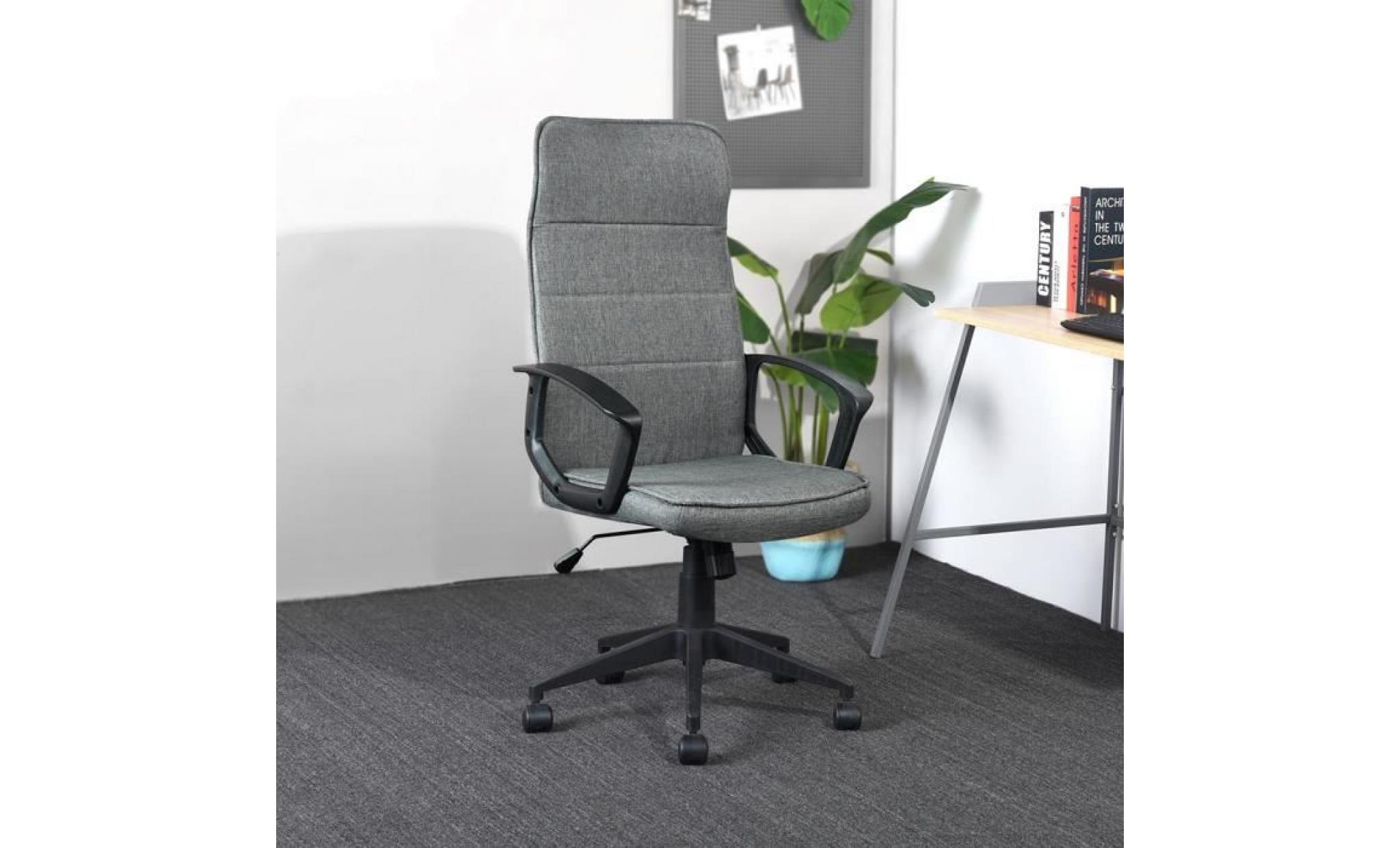 bureau à la maison de chaise d'ordinateur de pivot de chaise de bureau avec des roues et l'accoudoir, tissu gris foncé pas cher