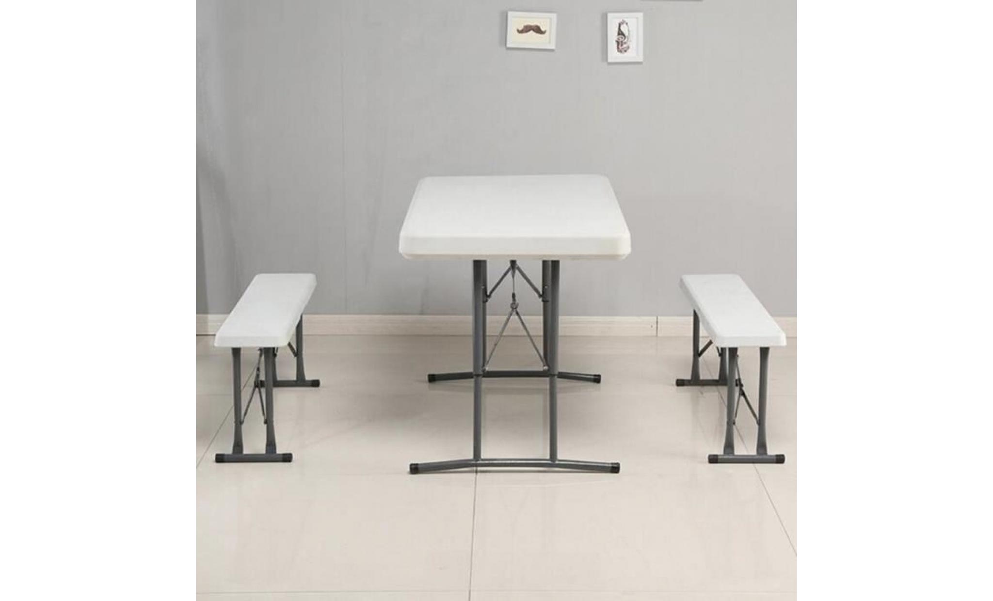 bureau table pliante en plastique de 1,08 m + 2 chaise ensemble de 3