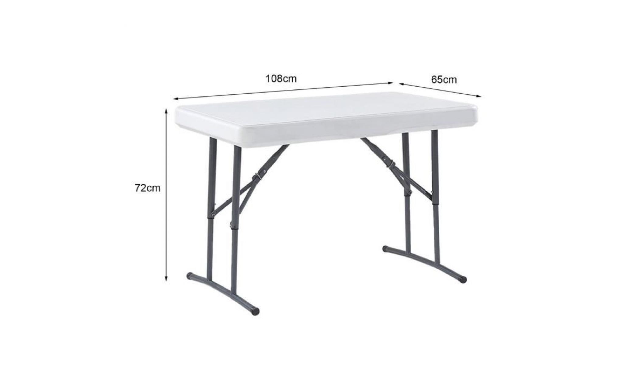 bureau table pliante en plastique de 1,08 m + 2 chaise ensemble de 3 pas cher
