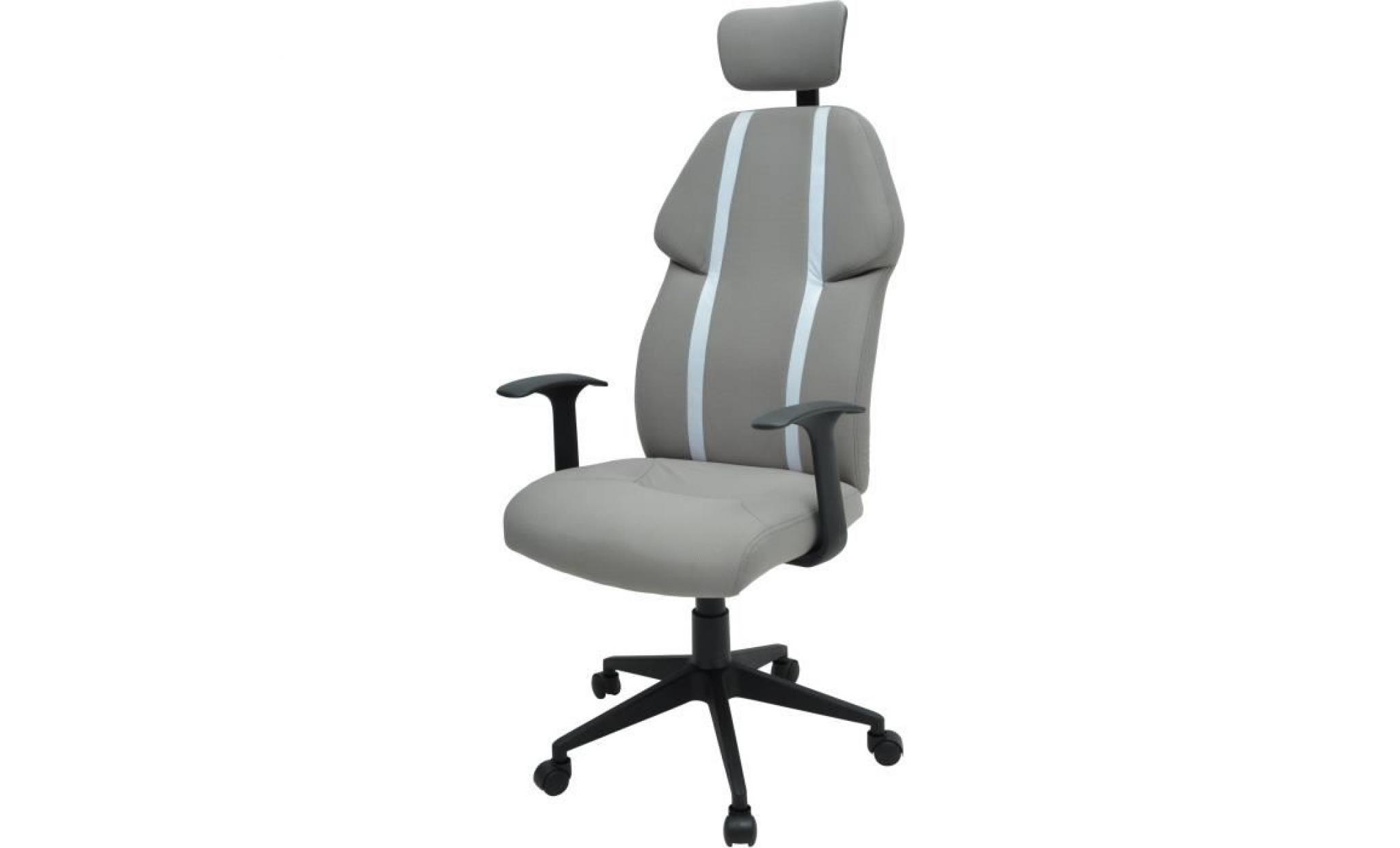 buzz chaise de bureau   simili et tissu gris   style urbain   l 63 x p 67 cm