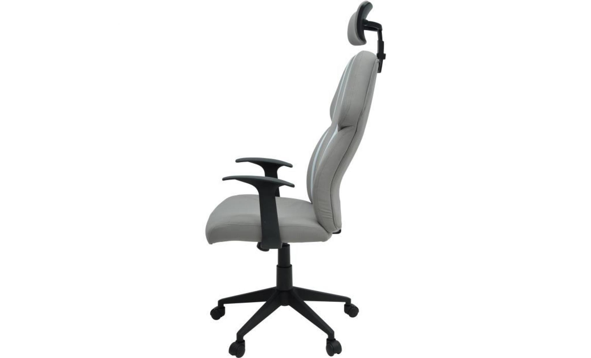 buzz chaise de bureau   simili et tissu gris   style urbain   l 63 x p 67 cm pas cher