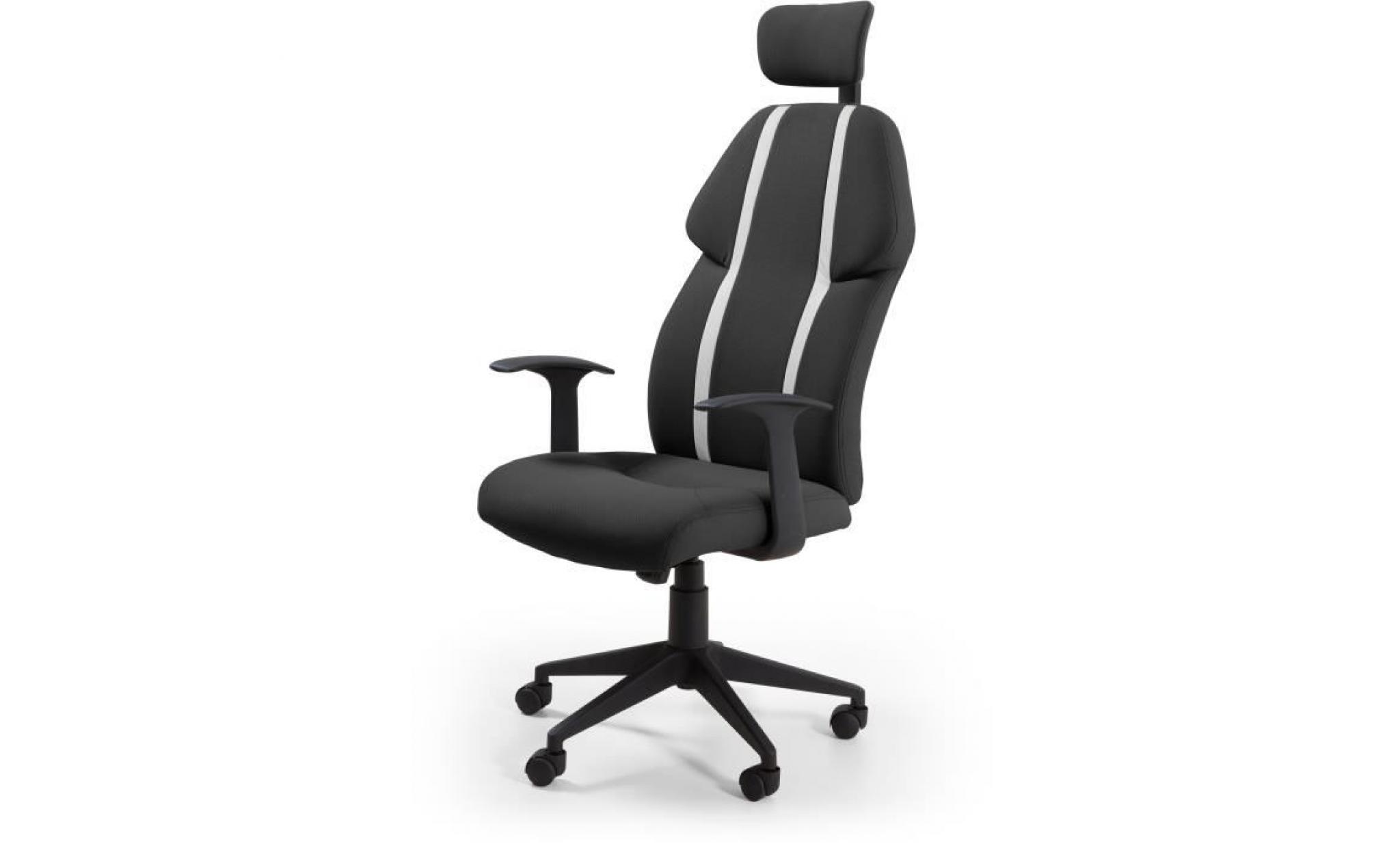 buzz chaise de bureau   simili et tissu noir   style urbain   l 63 x p 67 cm