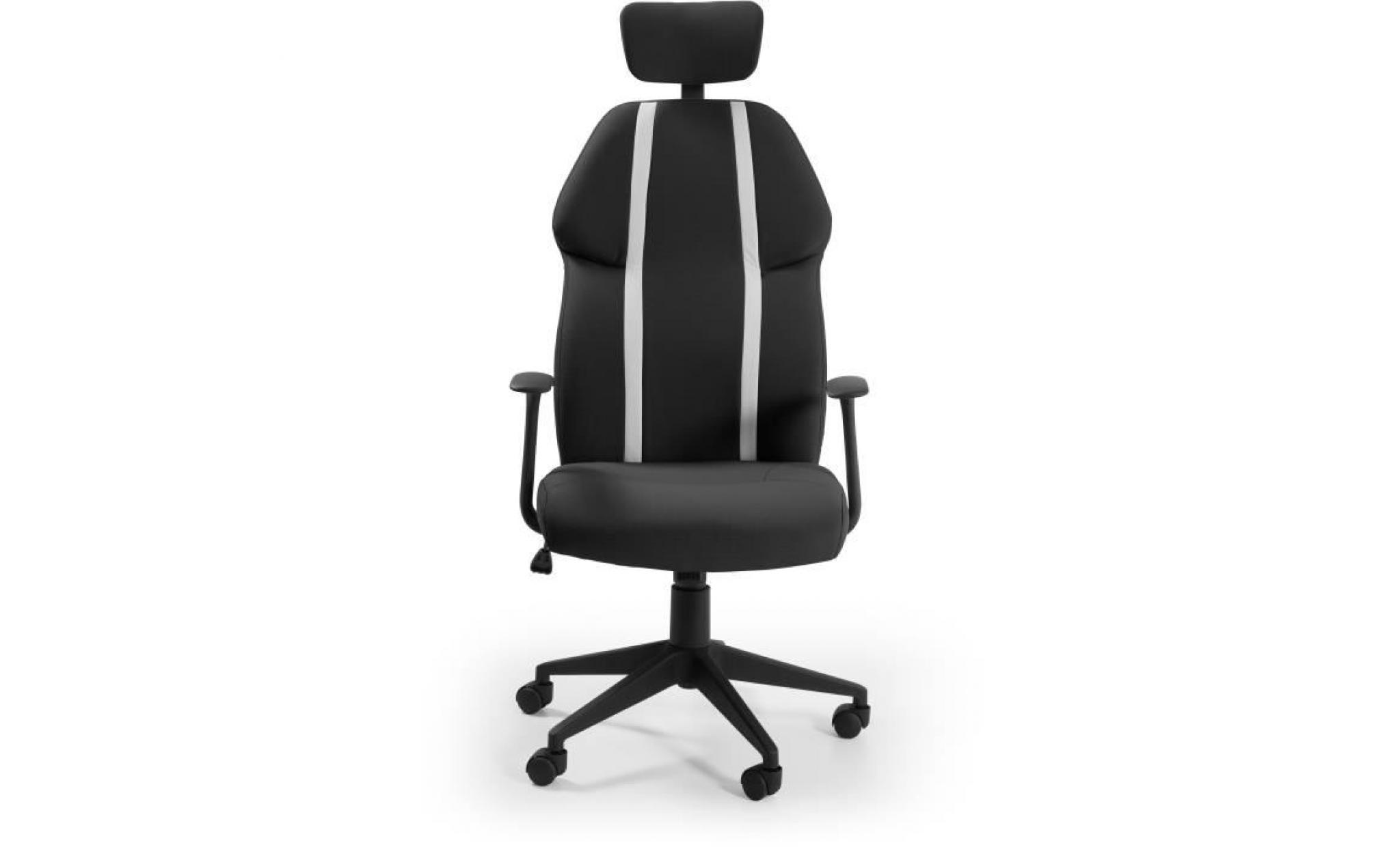 buzz chaise de bureau   simili et tissu noir   style urbain   l 63 x p 67 cm pas cher