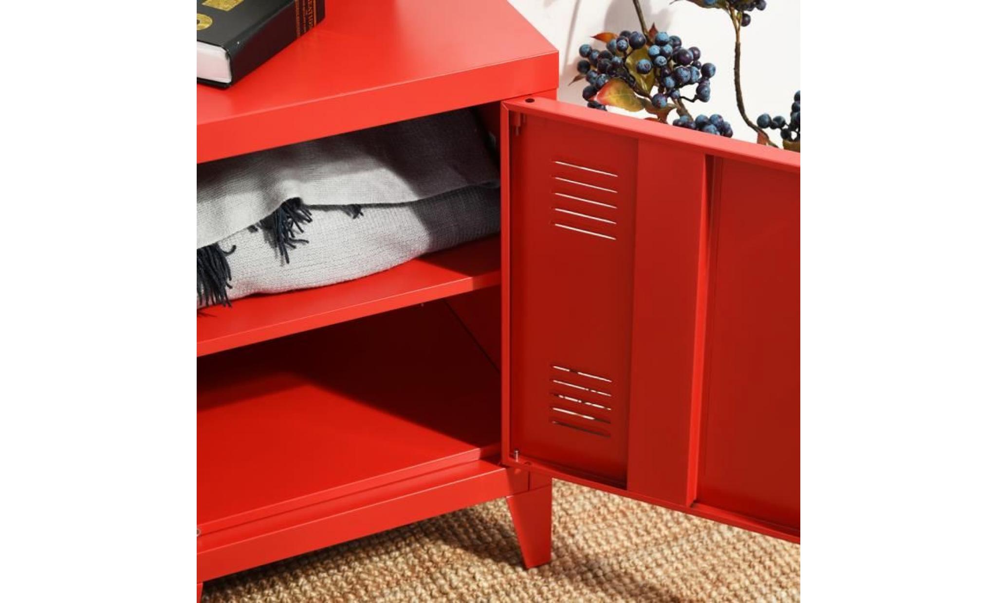 cabinet chevet meuble rangement armoire 1 porte 2 compartiments rouge pas cher