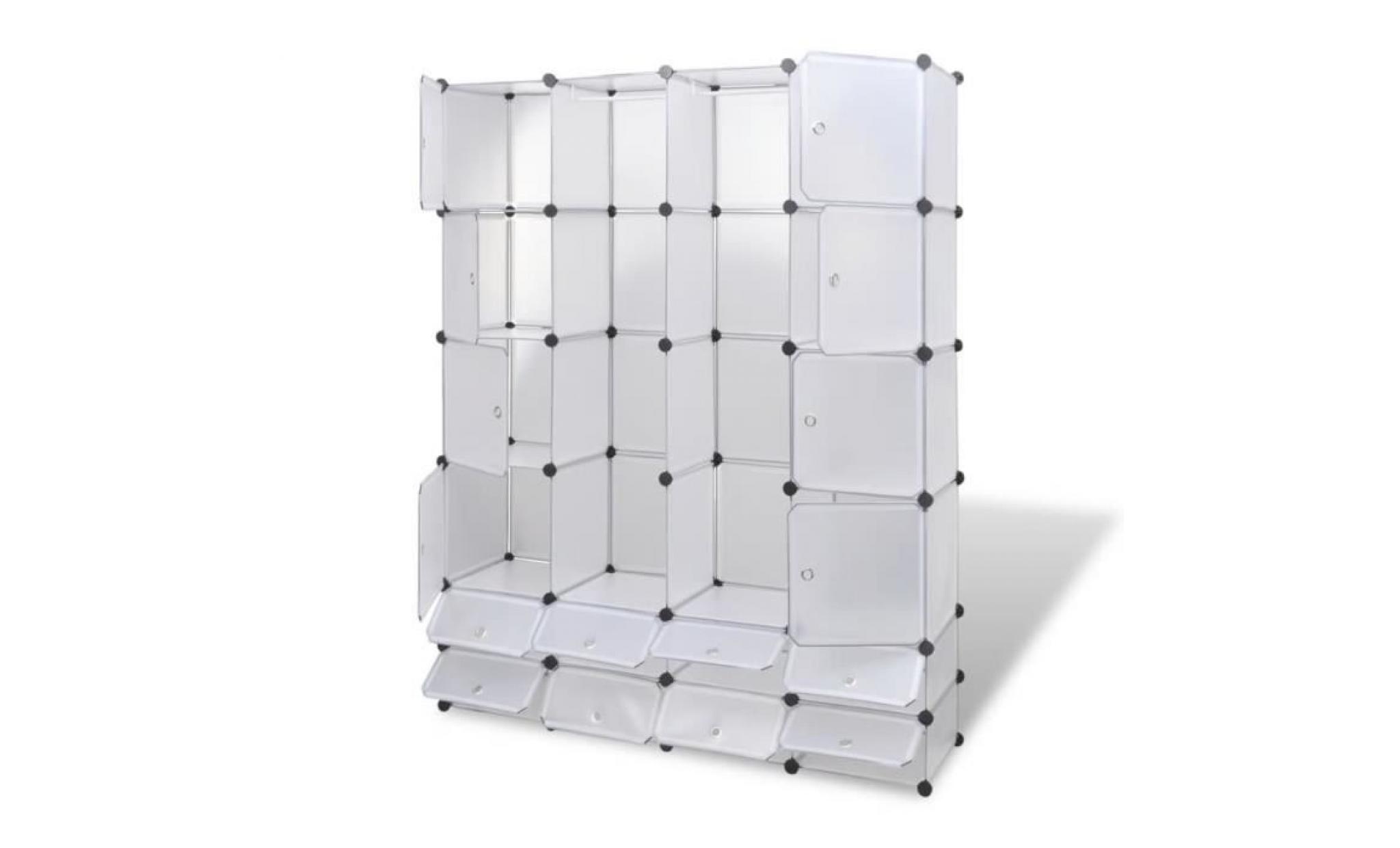 cabinet modulable armoire avec 18 compartiments blanc 37x146x180,5 cm pas cher