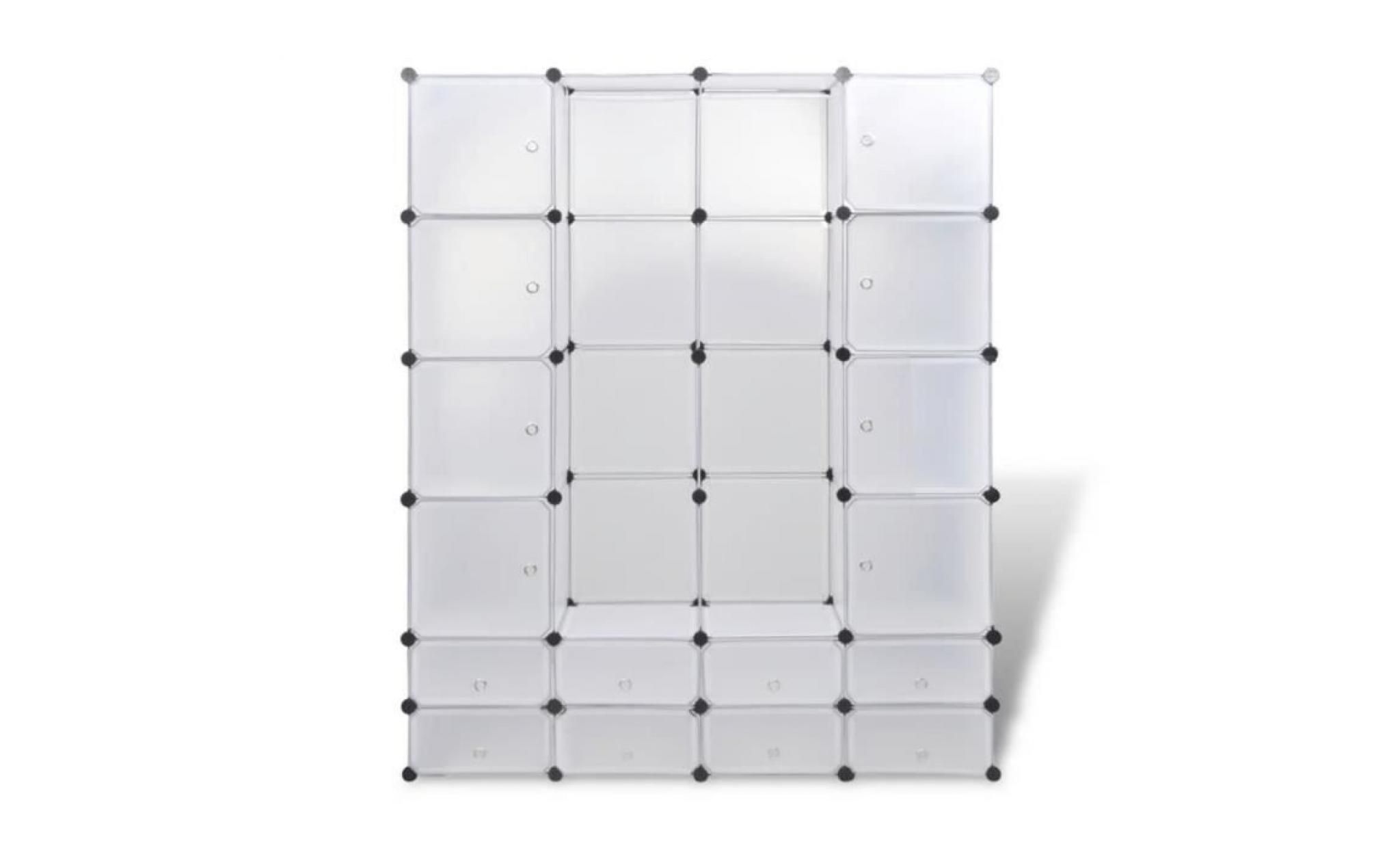 cabinet modulable armoire avec 18 compartiments blanc 37x146x180,5 cm pas cher