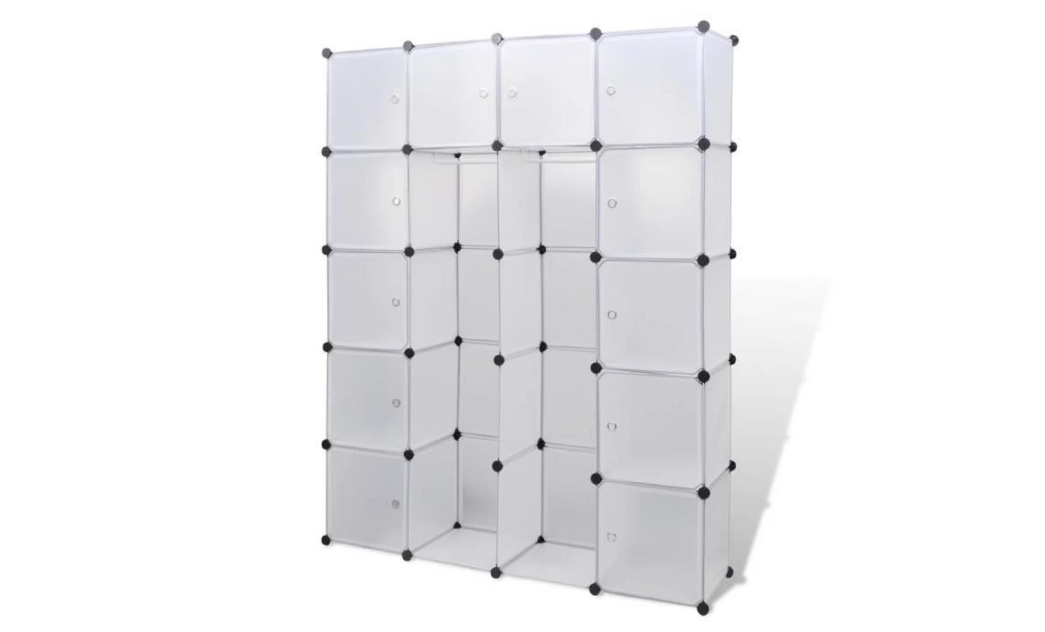 cabinet modulable armoire de chambre avec 14 compartiments blanc 37x146x180,5 cm pas cher